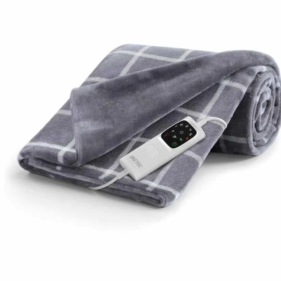 Imetec CaldoPlaid Velvet Square Plaid Ogrzewany, Miękki Koc Elektryczny 150x95 cm, Niskie Zużycie Technologii, Urządzenie Bezpieczeństwa, Szybkie Ogrzewanie, 6 Temperatur, Zmywalny