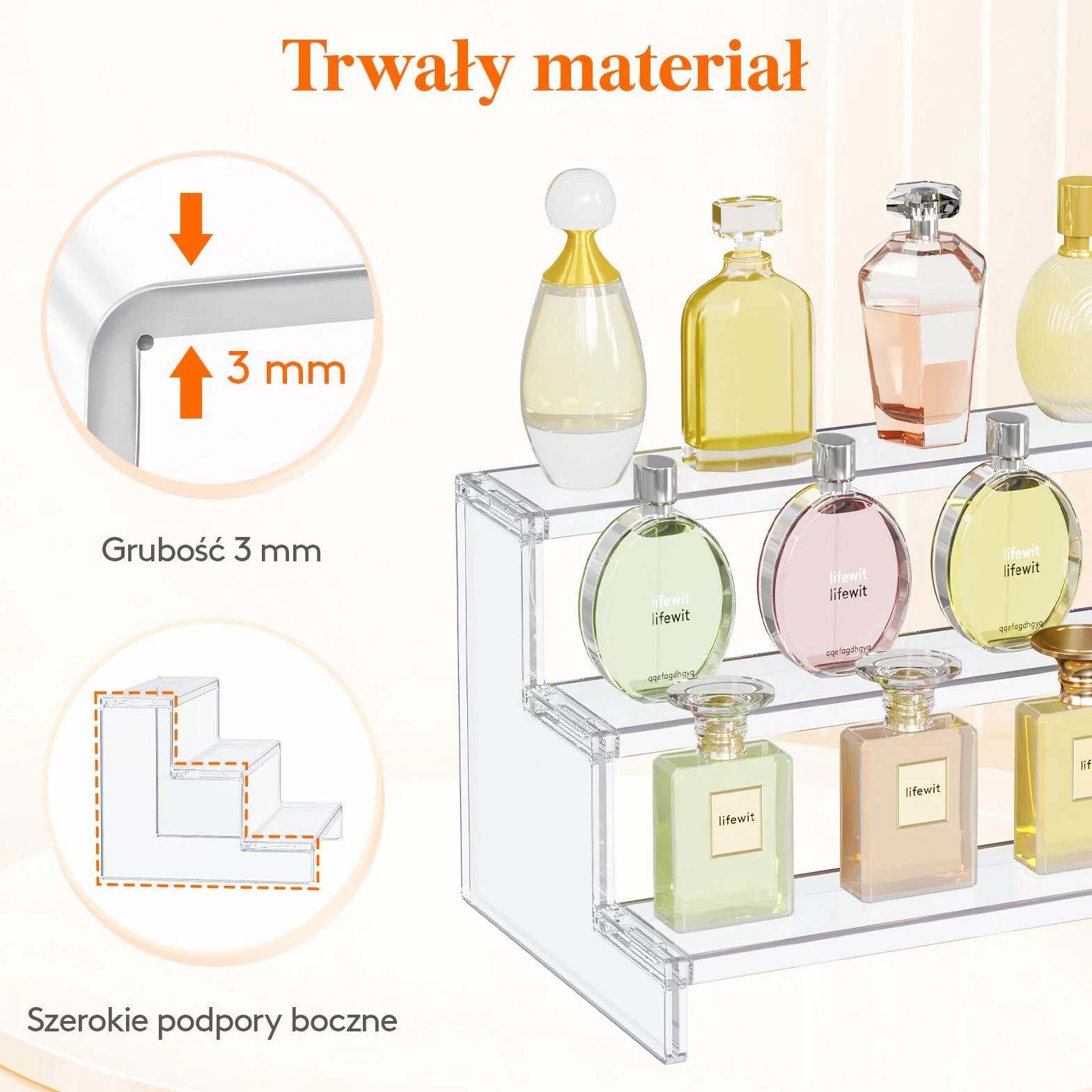 Lifewit 3 Tier Clear Display Risers Stand, 30.5 cm Plastikowe Risers do Wyświetlania, Plastikowe Organizatory do Figurek/Cupcake/Perfumy, Stojak Wyświetlania Biurkowego Dekoracji, 2 Opakowanie