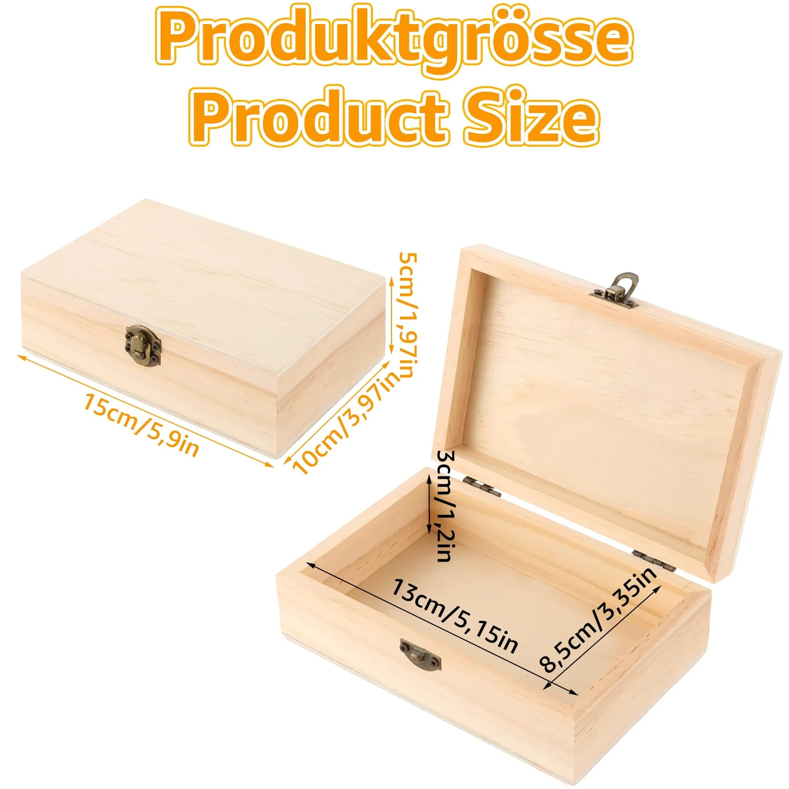 10 sztuk drewnianych skrzynek z pokrywką, 15 x 10 x 5 cm, małe drewniane pudełko z pokrywką, drewniane pudełko z zawiasami i zamkiem, małe drewniane skrzynie na skarby, małe do malowania
