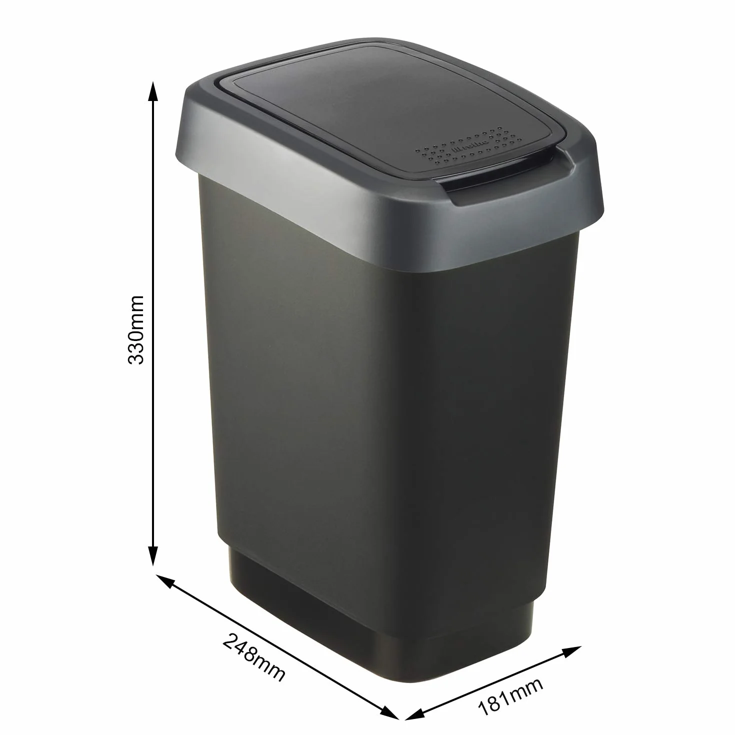 Rotho Eco Twist 1754308850 Pojemnik na Odpady, Czarny/Srebrny, 10 l