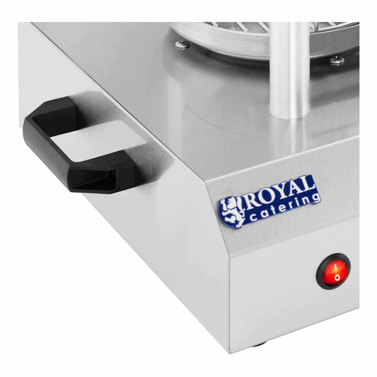 Royal Catering RCHW-350-2 szpikulce do hot Dog Maker Hot Dog Maker 2 (422 W, maks. 28 kiełbasek, 2 szpikulce grzewcze, temperatura do 97 °C, stal nierdzewna, szkło hartowane)