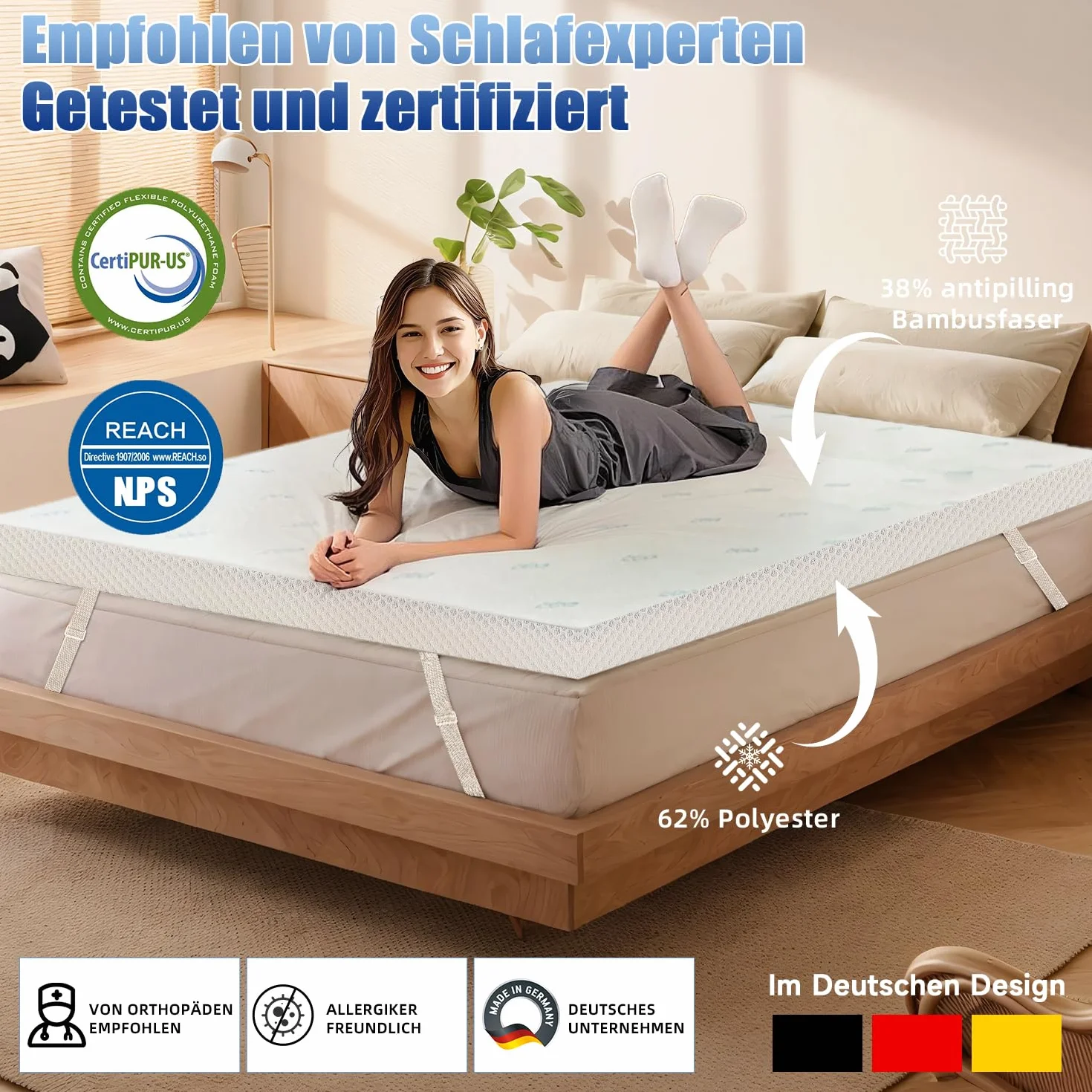 Materac żelowy H3/H4 140x200 cm z pianki memory i bambusa