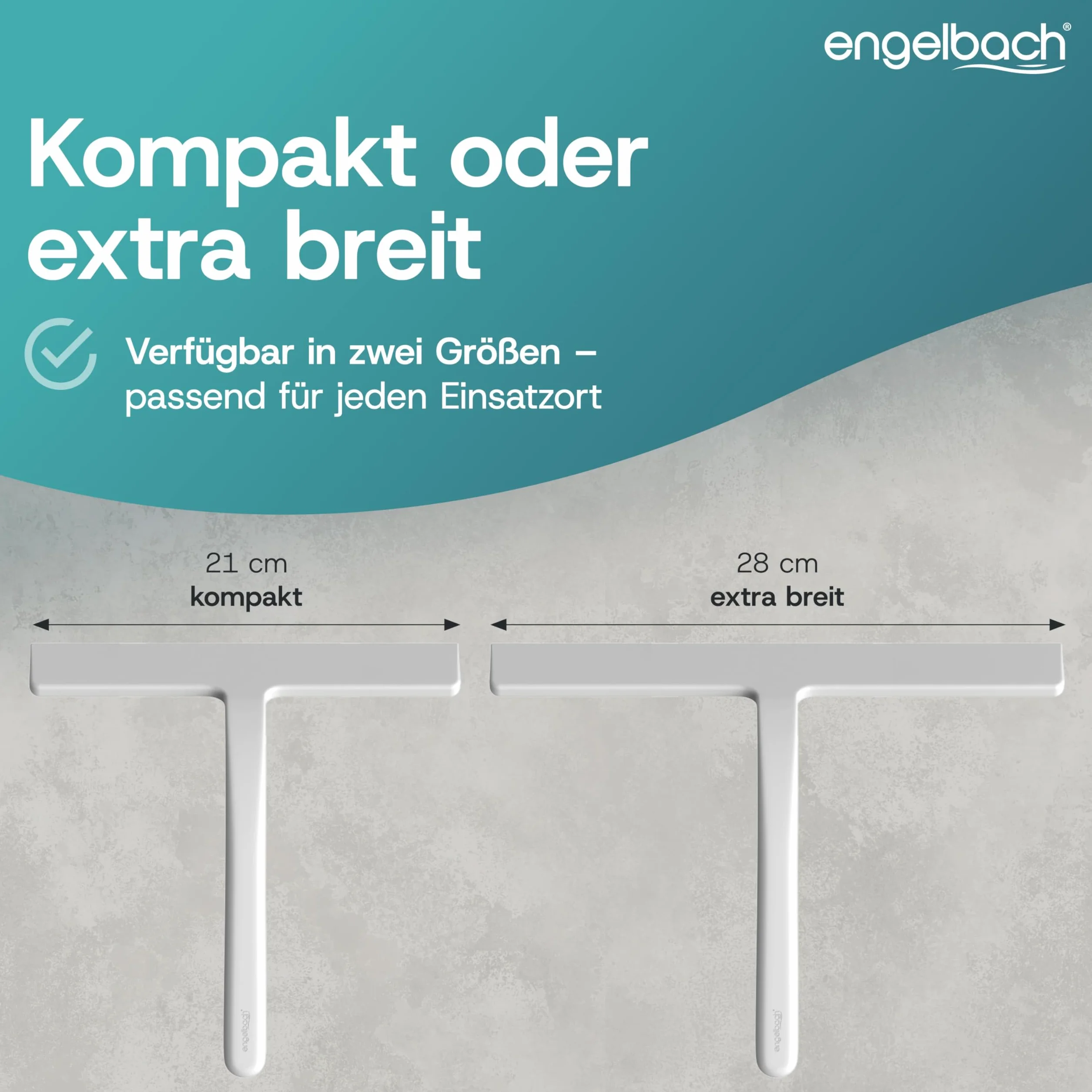 Engelbach® Ściągaczka do prysznica – bez smug i bez piszczenia – ergonomiczna ściągaczka z antypoślizgowym uchwytem – ściągaczka do okien, w zestawie 2 uchwyty, 21cm, Biały
