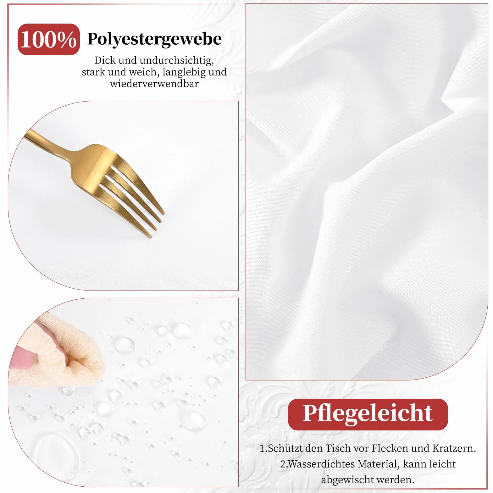 8 sztuk białych obrusów piwnych, uniwersalnych na stoły piwne 50 cm i 70 cm, obrusy na stół piwny, nieprzejrzyste poliestrowe pokrowce na stół piwny, prostokątne obrusy nadające się do prania, 250 x