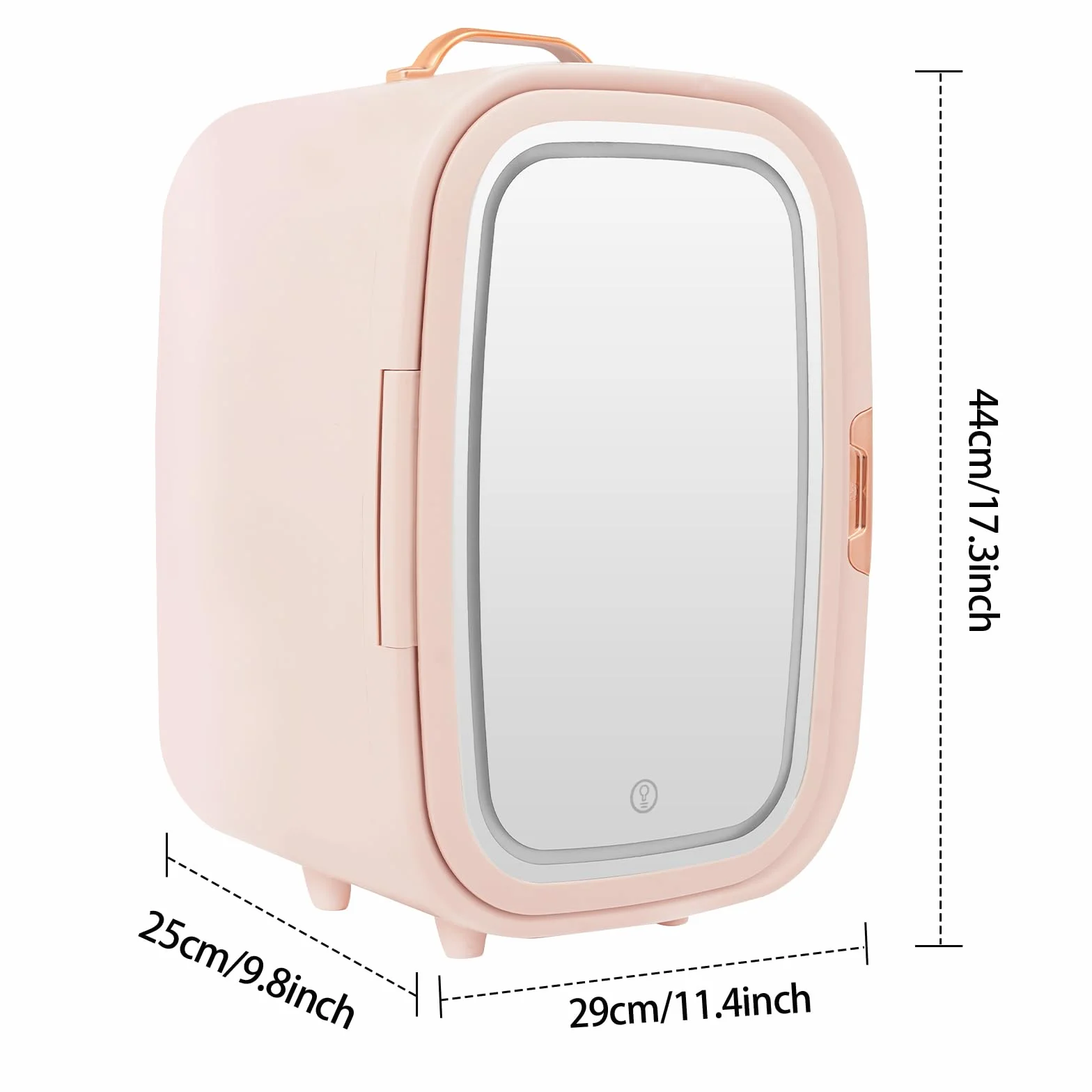 Mini lodówka kosmetyczna, mini lodówka z 3-stopniowym lustrem LED, mała lodówka Skincare z funkcją chłodzenia i ogrzewania, do sypialni, biura i samochodu (różowa)