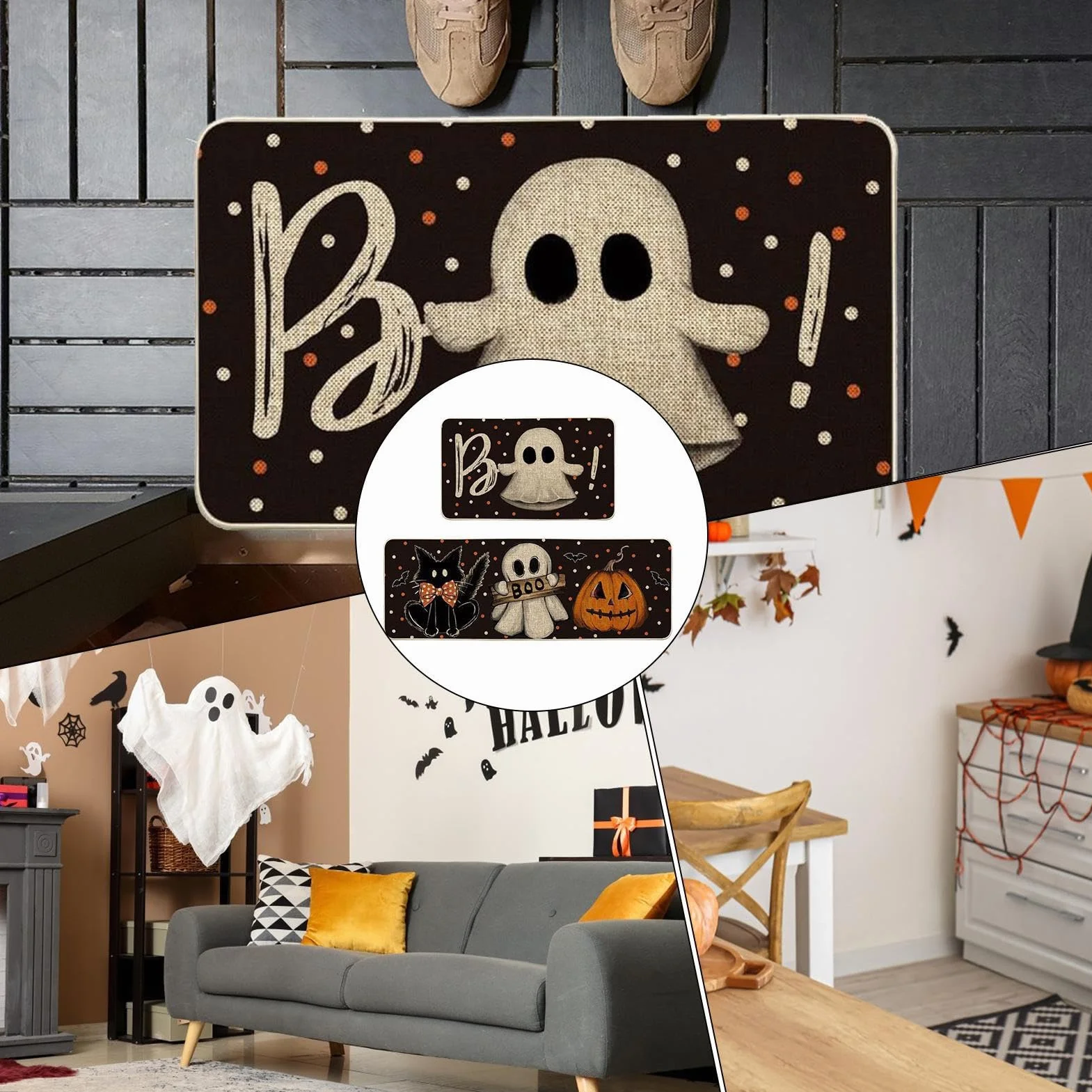 Dywany kuchenne na Halloween z duchami horroru, maty łazienkowe