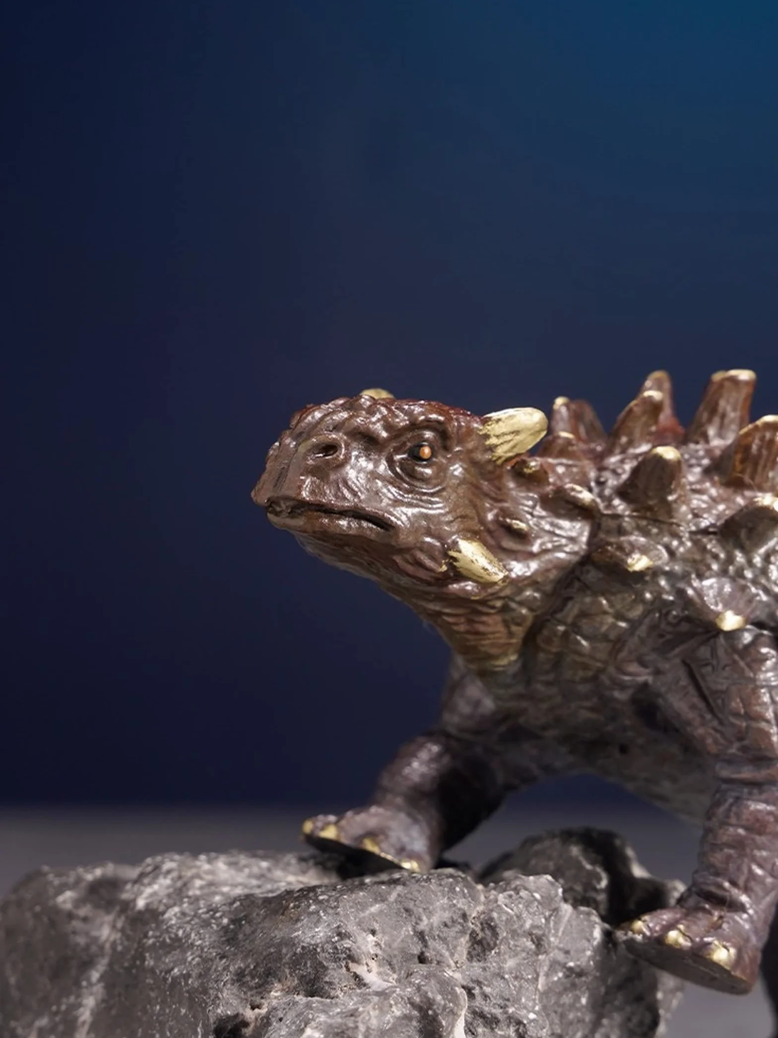 Mosiężna Figurka Stołowa Dinozaura, Jurajska Statua Ankylozaura, Dekoracyjna Ozdoba Do Gabinetu, Kolekcja Brązowych Rzeźb Bydła