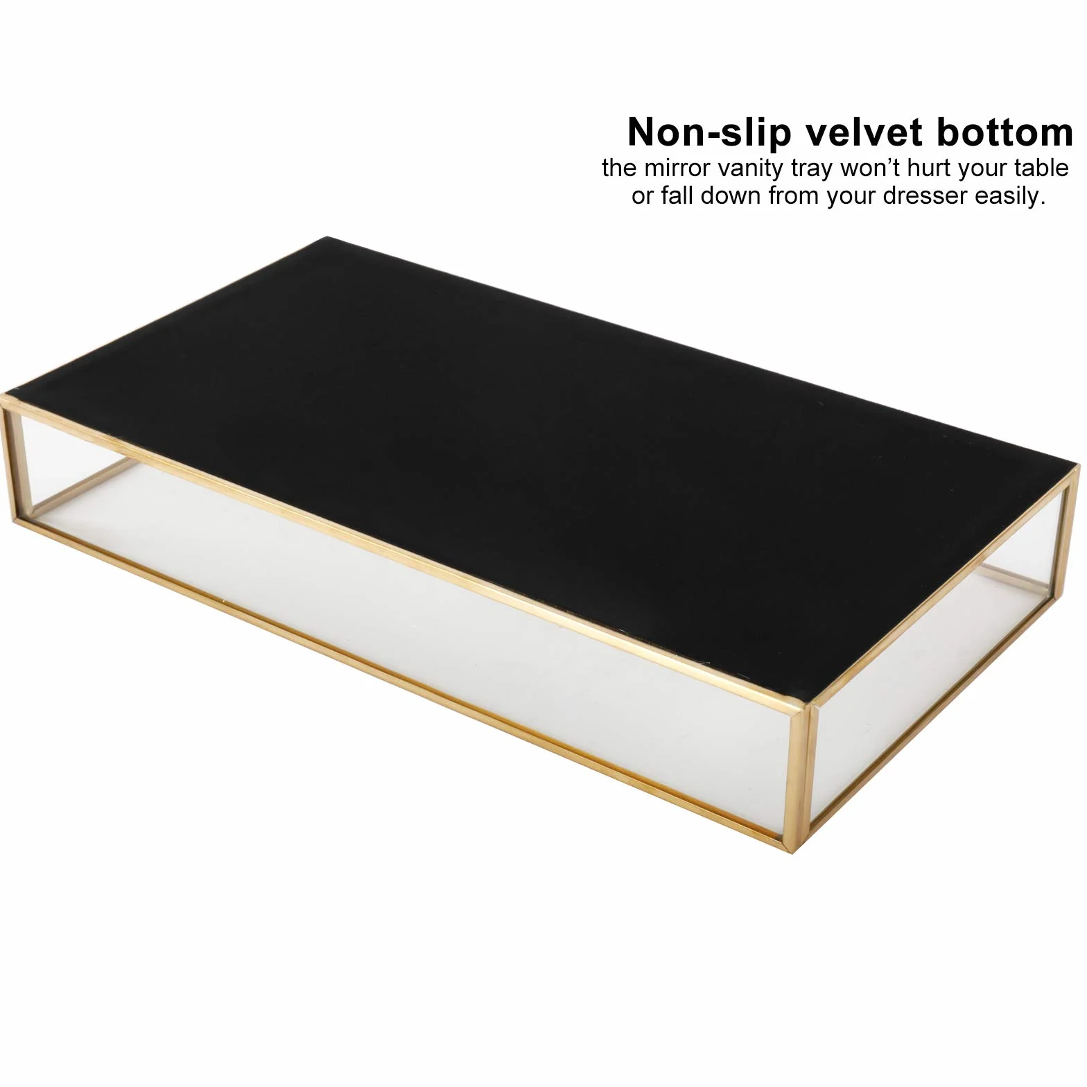 Homtone Dekoracyjna taca lustrzana w stylu vintage, taca na biżuterię, taca do serwowania, taca na kosmetyki, makijaż, organizer na drobiazgi do komody, łazienki i sypialni (30 x 18 x 2 cm)