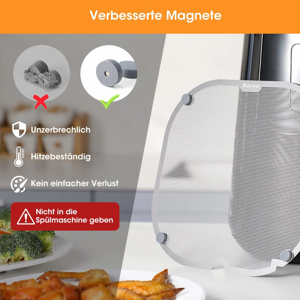 AIEVE Osłona przed rozpryskiwaniem tłuszczu ze stali nierdzewnej, kompatybilna z Philips Essential Airfryer XL - 6,2 l, akcesoria do frytkownicy, płyta natryskowa do ochrony spirali grzewczej