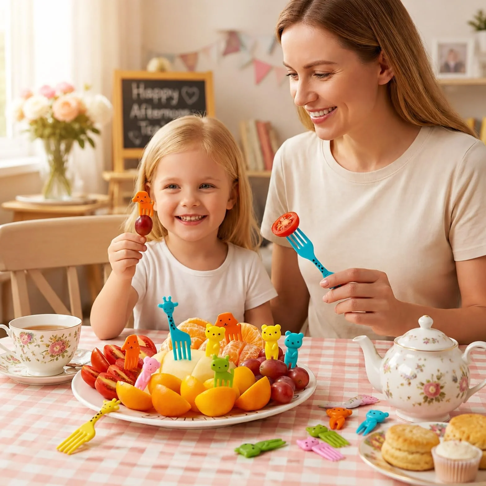 55 szt. Plastikowe Widełko Owocowe ze Zwierzęcym Dekoracje, Urocze Picks Food do ciasta Deser Owocowy, wielokrotnego użytku Mini Toothpick Bento Box Party Supply Lunch Akcesoria (losowy styl)