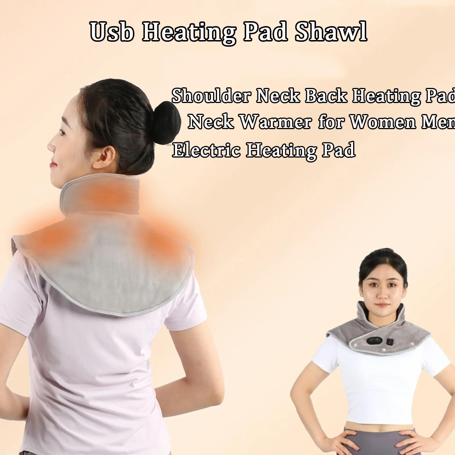 Portable Cordless Heating Pad for Neck Shoulder,USB Heating Pad Shawl Heat Pad Cordless Electric Neck Heater Neck Heating Pad for Neck and Shoulders Cordless Electric Heating Pad