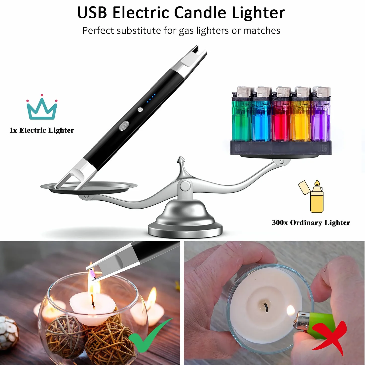 zapalniczka z łukiem świetlnym, ładowana przez USB, wiatroszczelna, bezpłomieniowa, elektroniczna zapalniczka do świec, kuchenek gazowych, kuchni, czarna