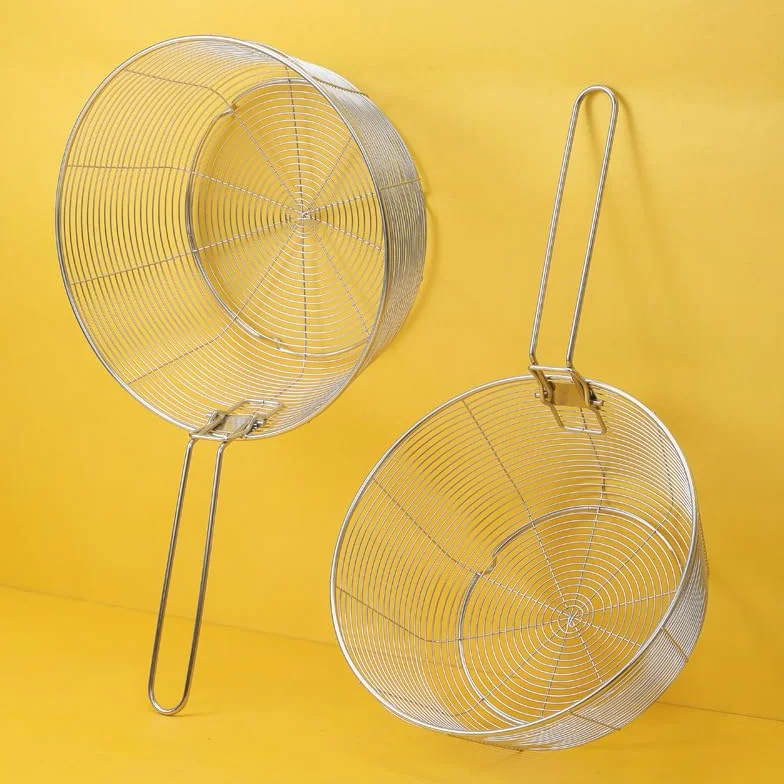 Filtr do Smażenia Koszyk do smażenia ze stali nierdzewnej składany sitko do gotowania makaronu Wkład na Parze(25cm)