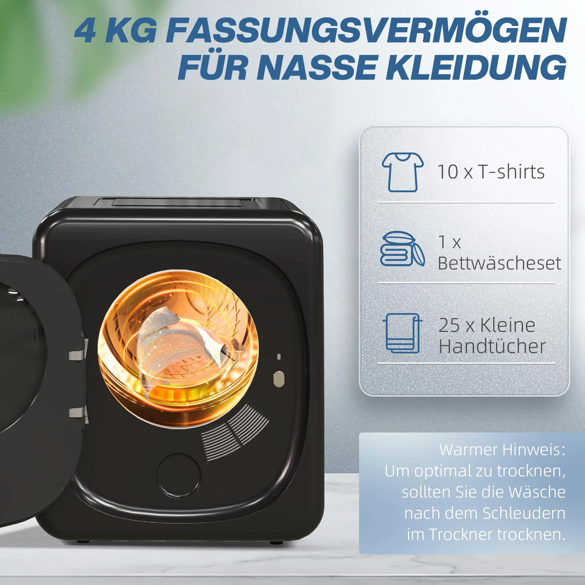 HOMCOM Mini suszarka do ubrań z 6 programami, ekran dotykowy LED, 4 kg do 60°C, 800W, wolnostojąca, do montażu na ścianie, suszarka odprowadzająca z zabezpieczeniem przed przegrzaniem, suszarka