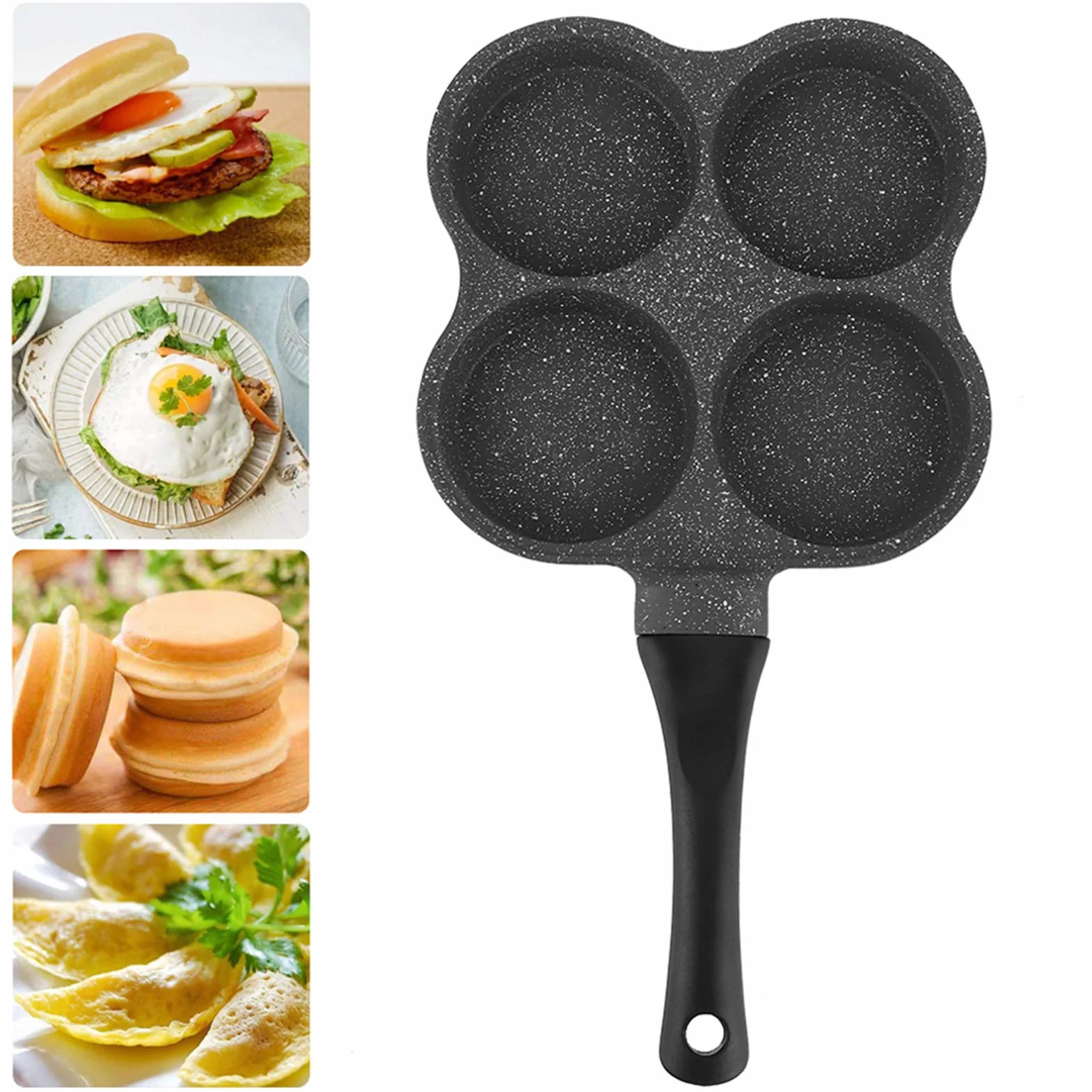 Naleśnik Patelnia do jajek, nieprzywierający Aluminiowy 4-otworowy Naleśnik Omlet Patelnia do jajek Rondel Maszyna śniadaniowa Przybory kuchenne