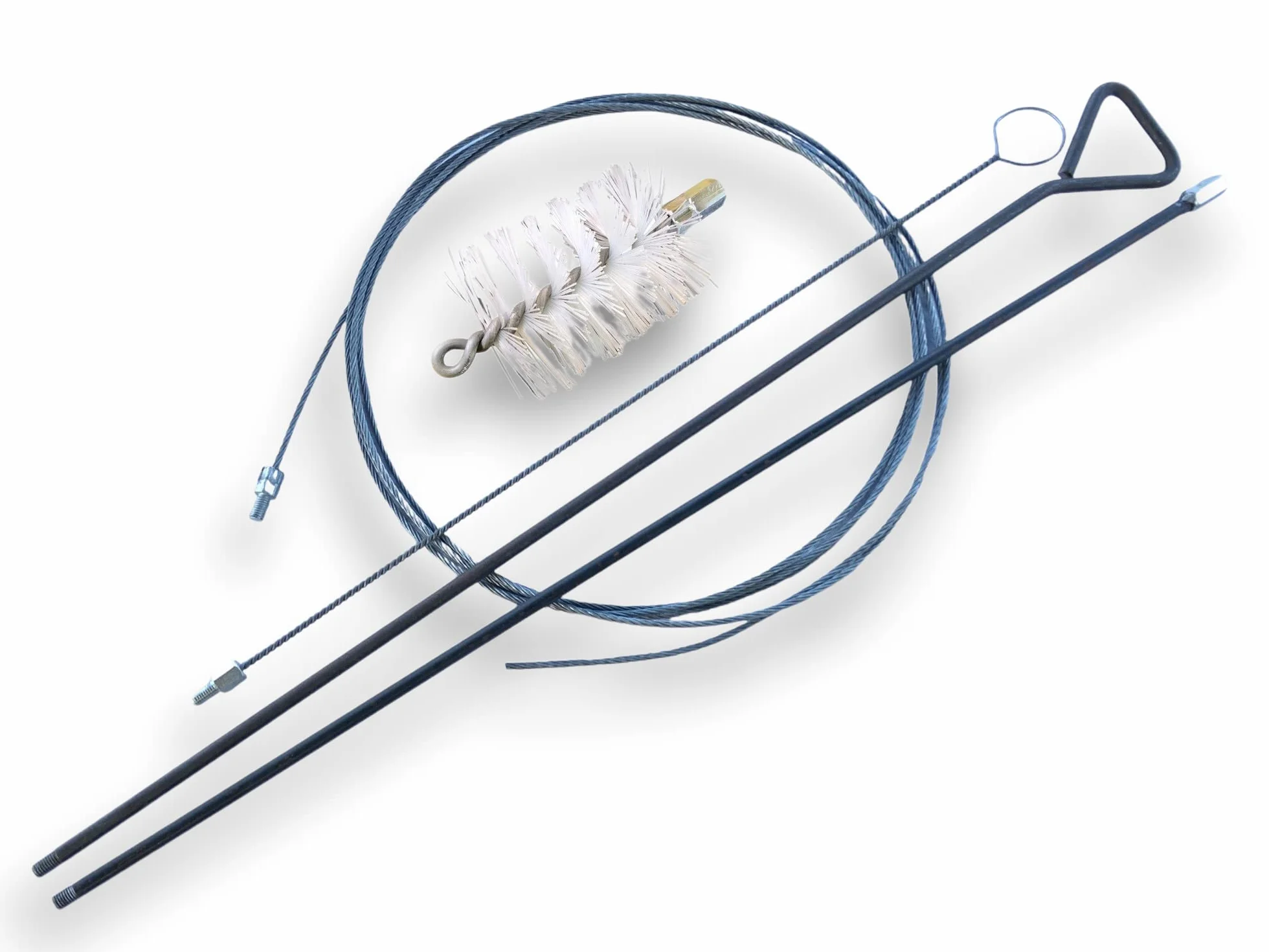 Zestaw szczotek do rur PRO NYLON Ø 75 mm | 1 drążek sztywny 100 cm + przedłużacz 100 cm + 1 elastyczny pręt 80 cm + 1 fretka kablowa 7 metrów | Złączka M12*175 | Szczotka do czyszczenia rur | Kibros 41SCN75TF