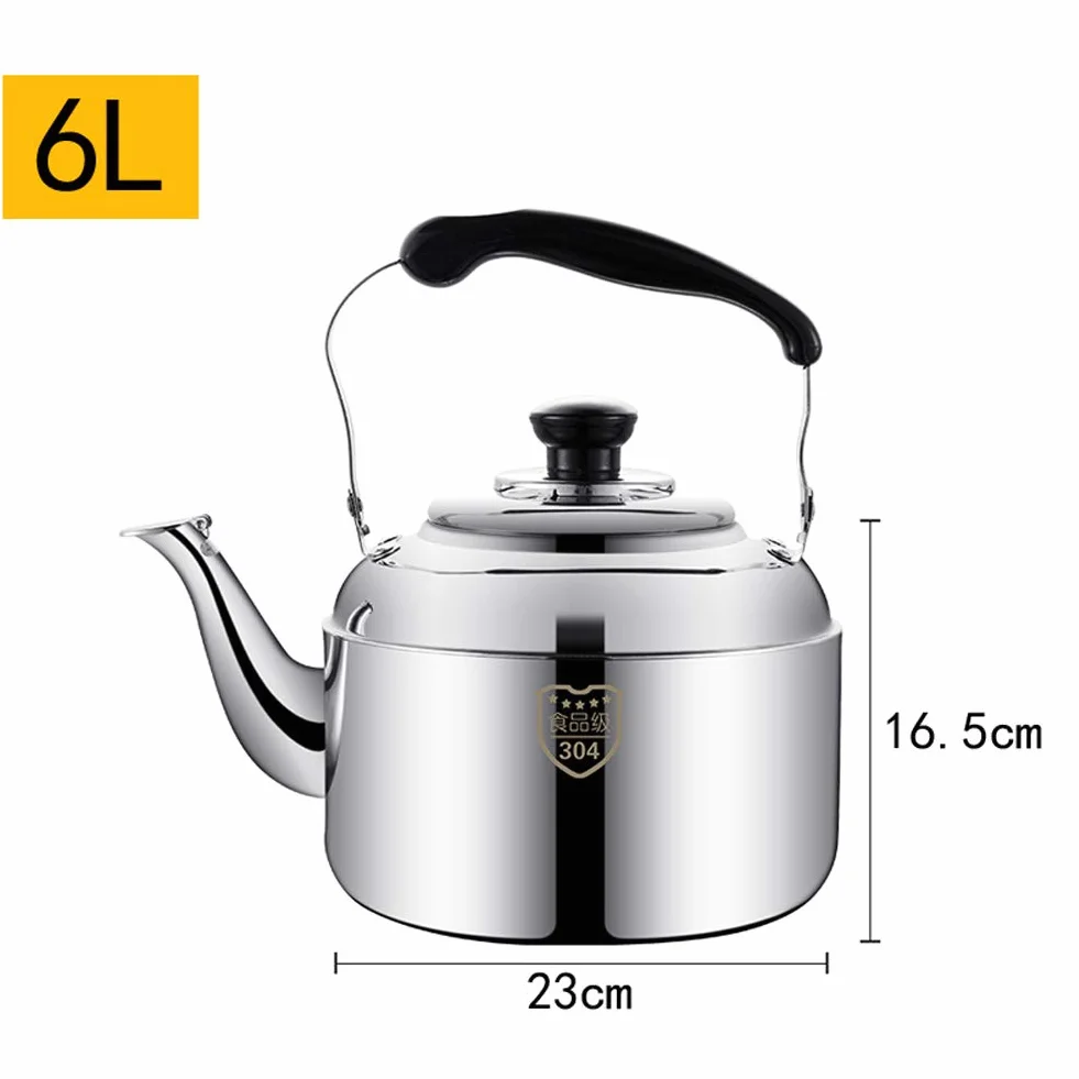Czajnik ze stali nierdzewnej, o dużej pojemności czajnik wodny, ergonomiczny uchwyt do kuchenki gazowej/kuchenki indukcyjnej 3L/4L/5L/6L