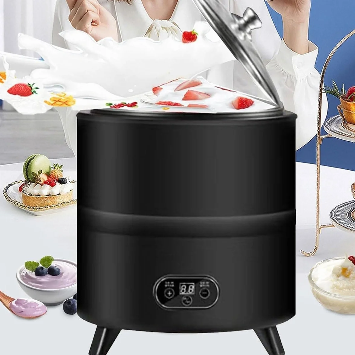 Inteligentna maszyna do jogurtu o stałej temperaturze, 8L domowy inkubator do jogurtu, elektryczna maszyna do fermentacji, z kontrolą czasu i temperatury, do octu owocowego, jogurtu, wina ryżowego (bi