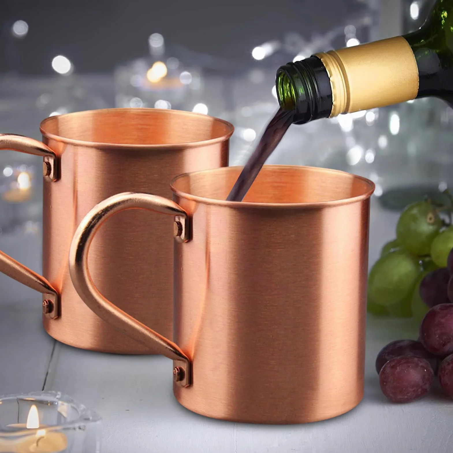 Copper Cup, Food Safe Mug, Reusable Drinking Vessel, Pure Solid Copper, 450ml Capacity, Travel Kitchen Accessory, Wine Coffee, Lightweight Design, Suitable for Men Women Kids