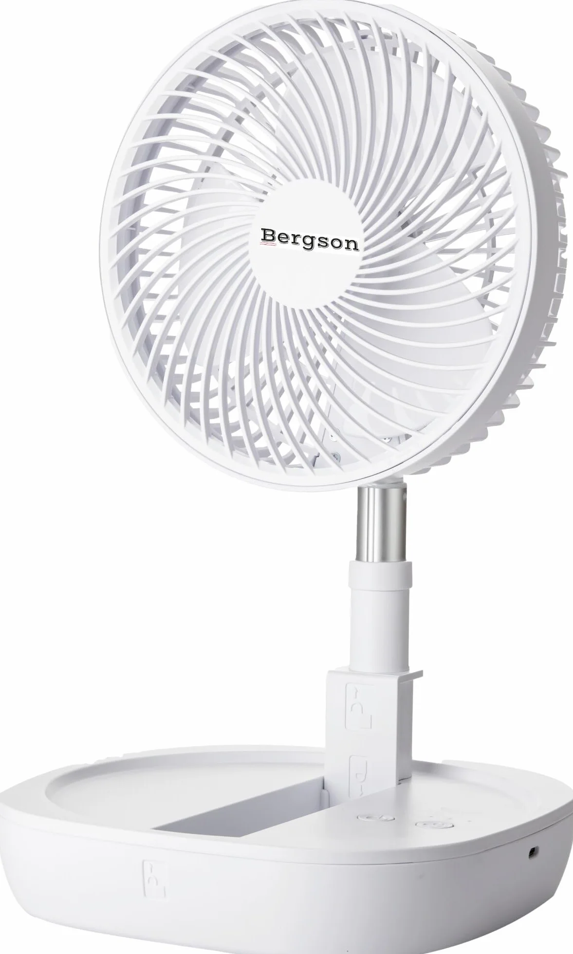 BERGSON Przenośny wentylator teleskopowy 20 cm 8,6", składany wentylator biurkowy, 3 prędkości, akumulator litowo-jonowy USB C 3,7 V, regulowana wysokość 13-82 cm
