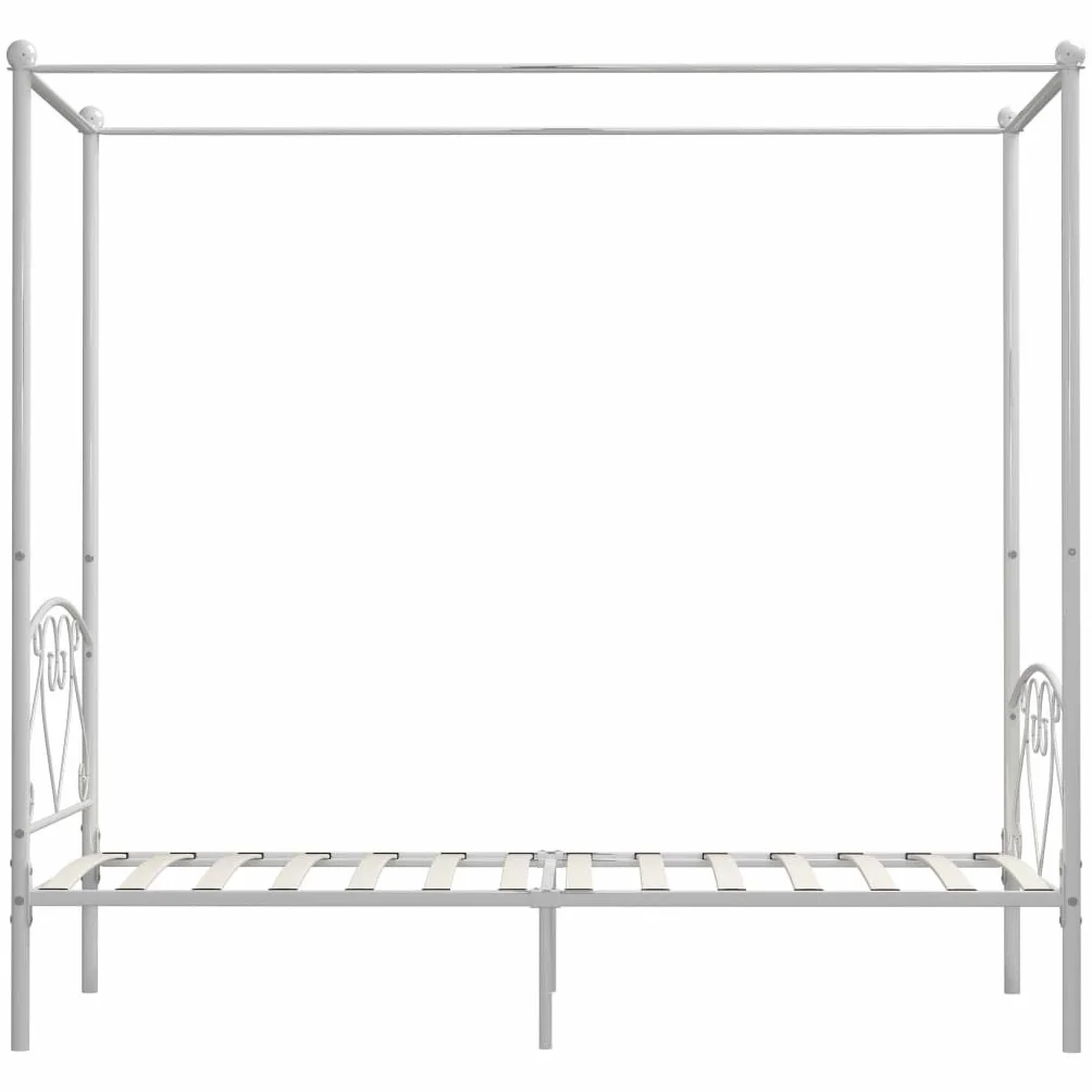 vidaXL Rama łóżka z baldachimem, biała, metalowa, 100 x 200 cm