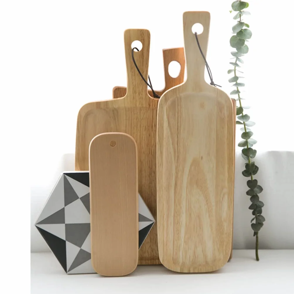 Deska do krojenia Drewniana deska do krojenia z uchwytem Deska do krojenia i serwowania Długa półmisek na wędliny Deska do pizzy i sera do chleba do kuchni Akcesoria kuch,Large Wood Color