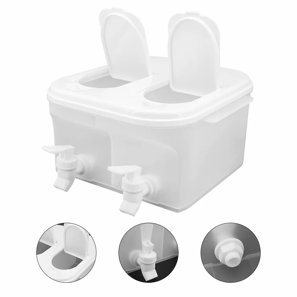 Dozownik wody w lodówce 5 l, szczelny plastikowy dozownik mleka do napojów z kranem, dozownik do napojów o dużej pojemności z kranem, dzbanek na wodę do wielokrotnego napełniania do robienia herbaty i soków (25,5 x 24,5 x 13 cm)