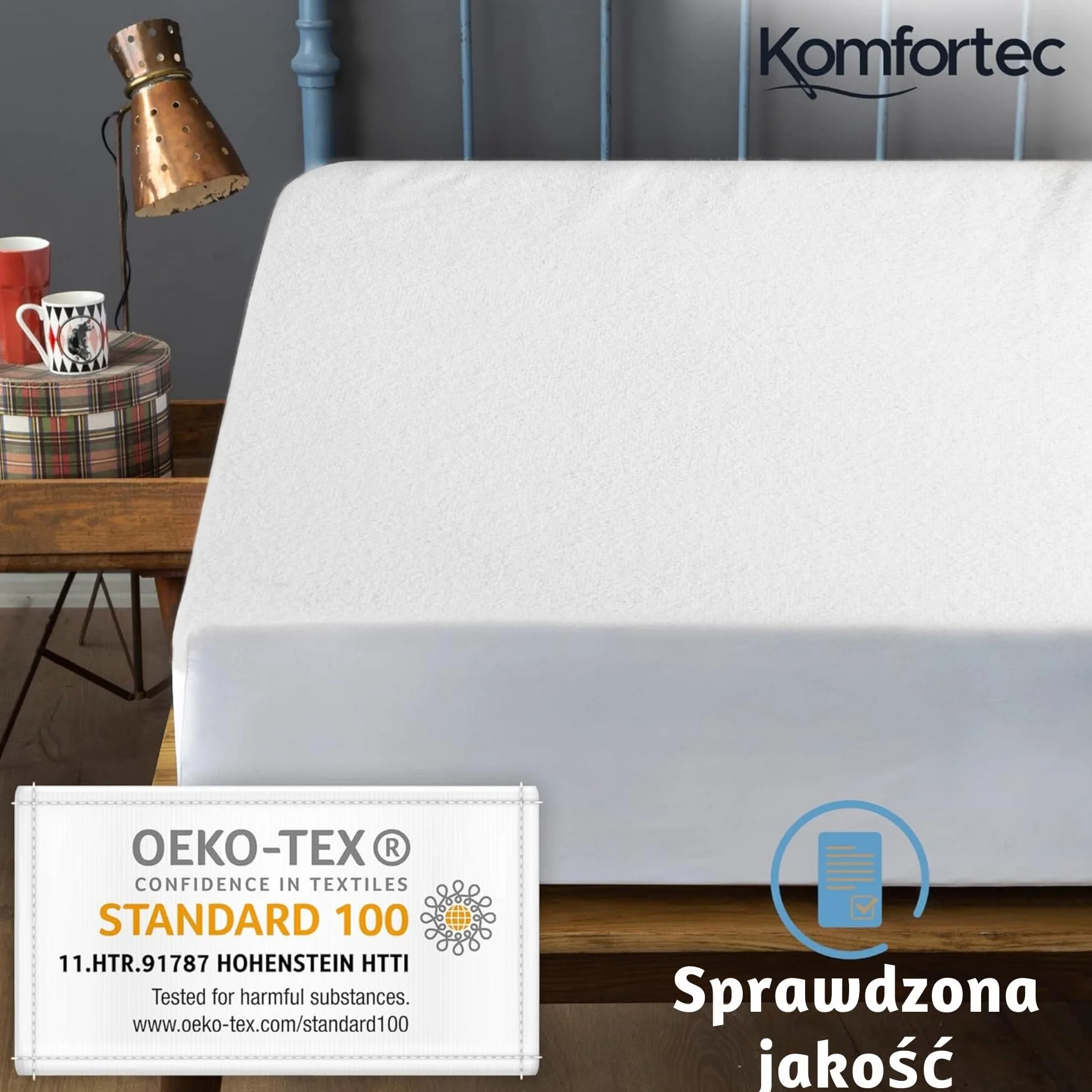 Komfortec Wodoszczelny ochraniacz na materac 180 x 200 cm, oddychający i miękki pokrowiec ochronny na materac, certyfikat Oeko-Tex, wygodny i trwały