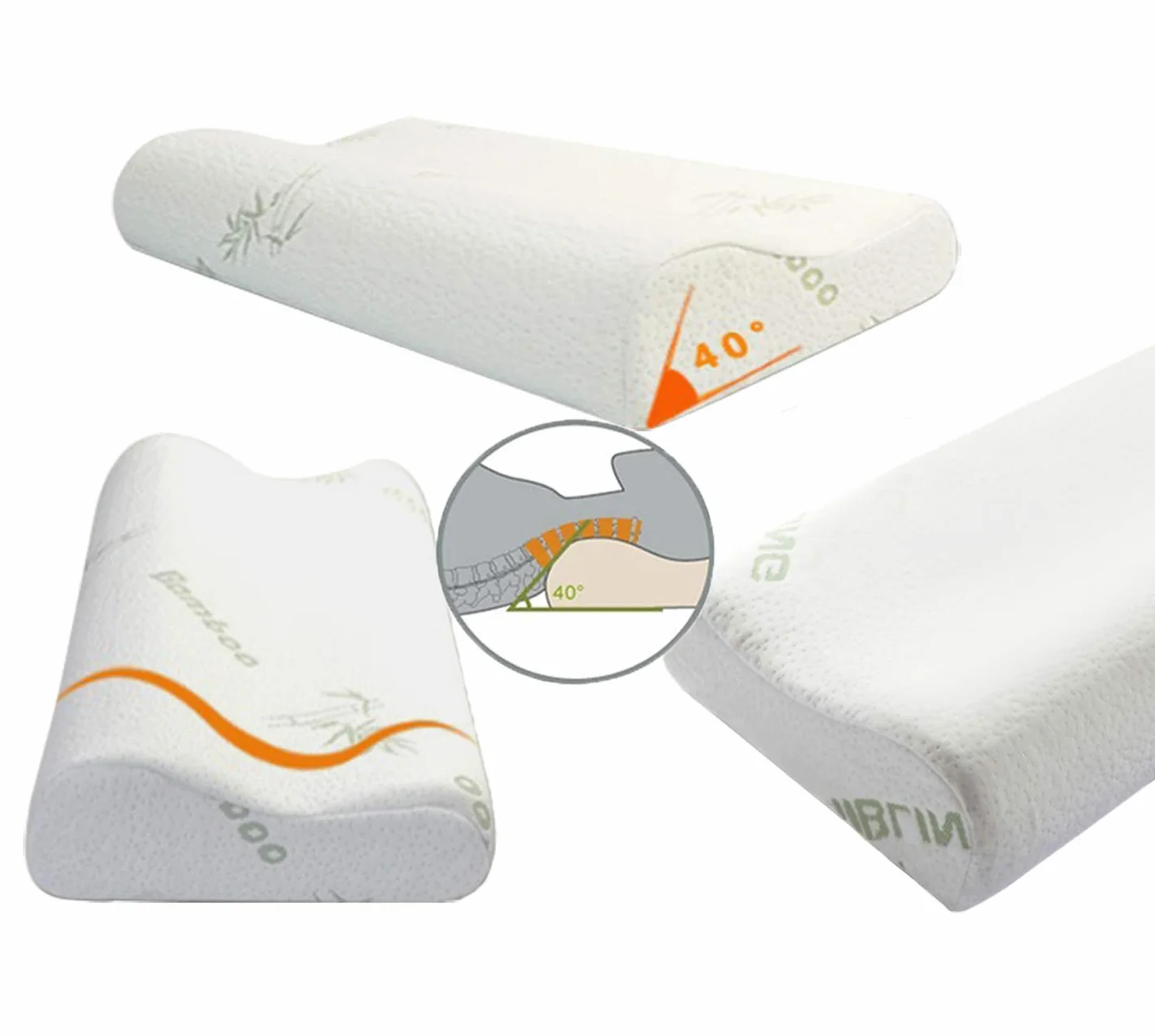 Poduszka z Pianki Memory Foam Wysoka Gęstość Ergonomiczna do Spania z Poszewką Bambusową
