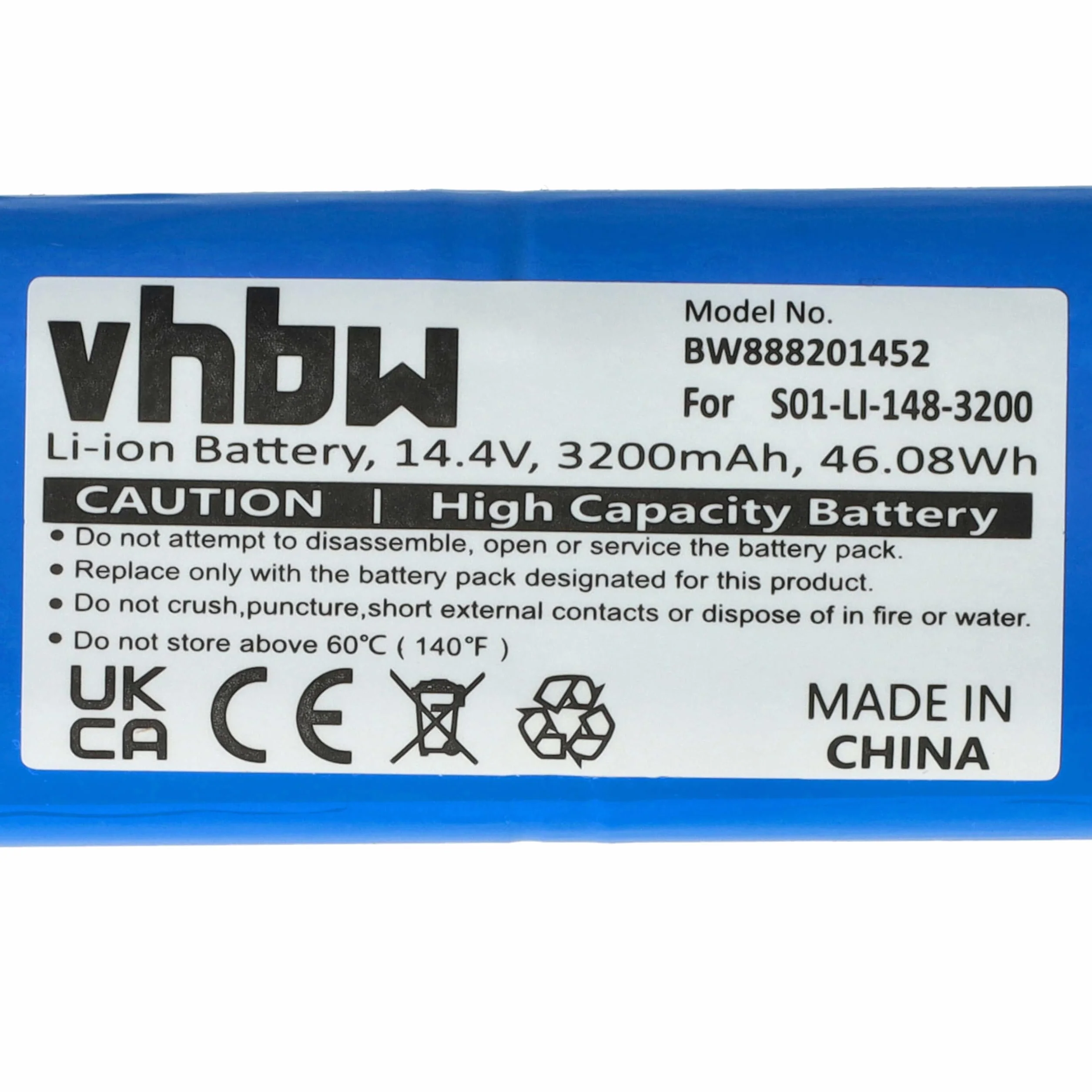 vhbw Zamiennik akumulatora do Ecovacs S01-LI-148-2600, S09-LI-148-3200 do odkurzacza Home Cleaner robot domowy (3200 mAh, 14,4 V, litowo-jonowy)