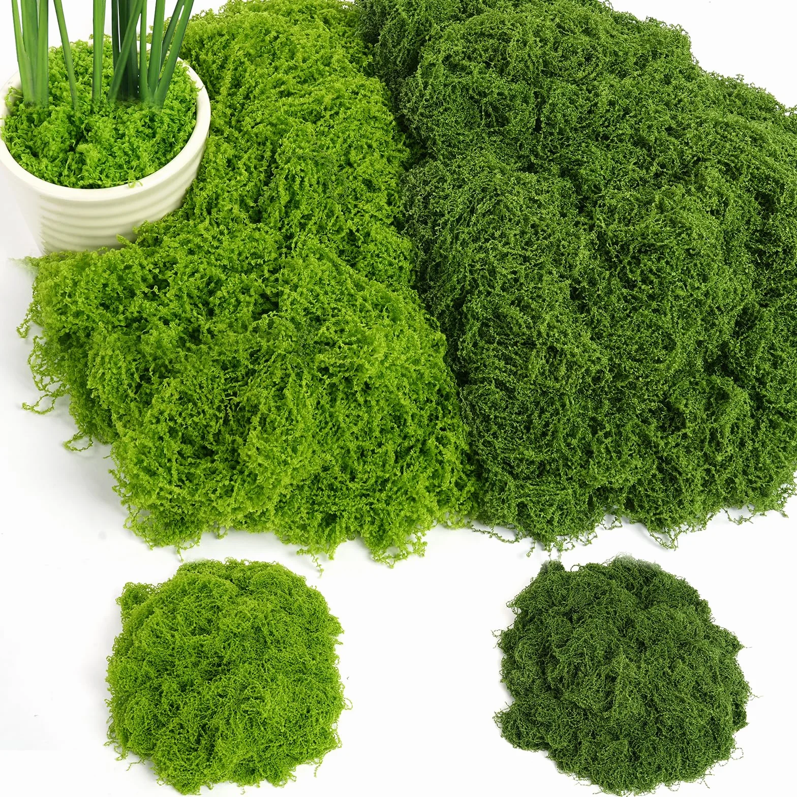 ãOFFCUP sztuczny mech, 100 g jasnozielony + 100 g ciemnozielony mech, naturalny dekoracyjny sztuczny mech, do roślin, ogrodu, trawnika, rękodzieła, dekoracji, architektury krajobrazu, florystyki, DIYÓ