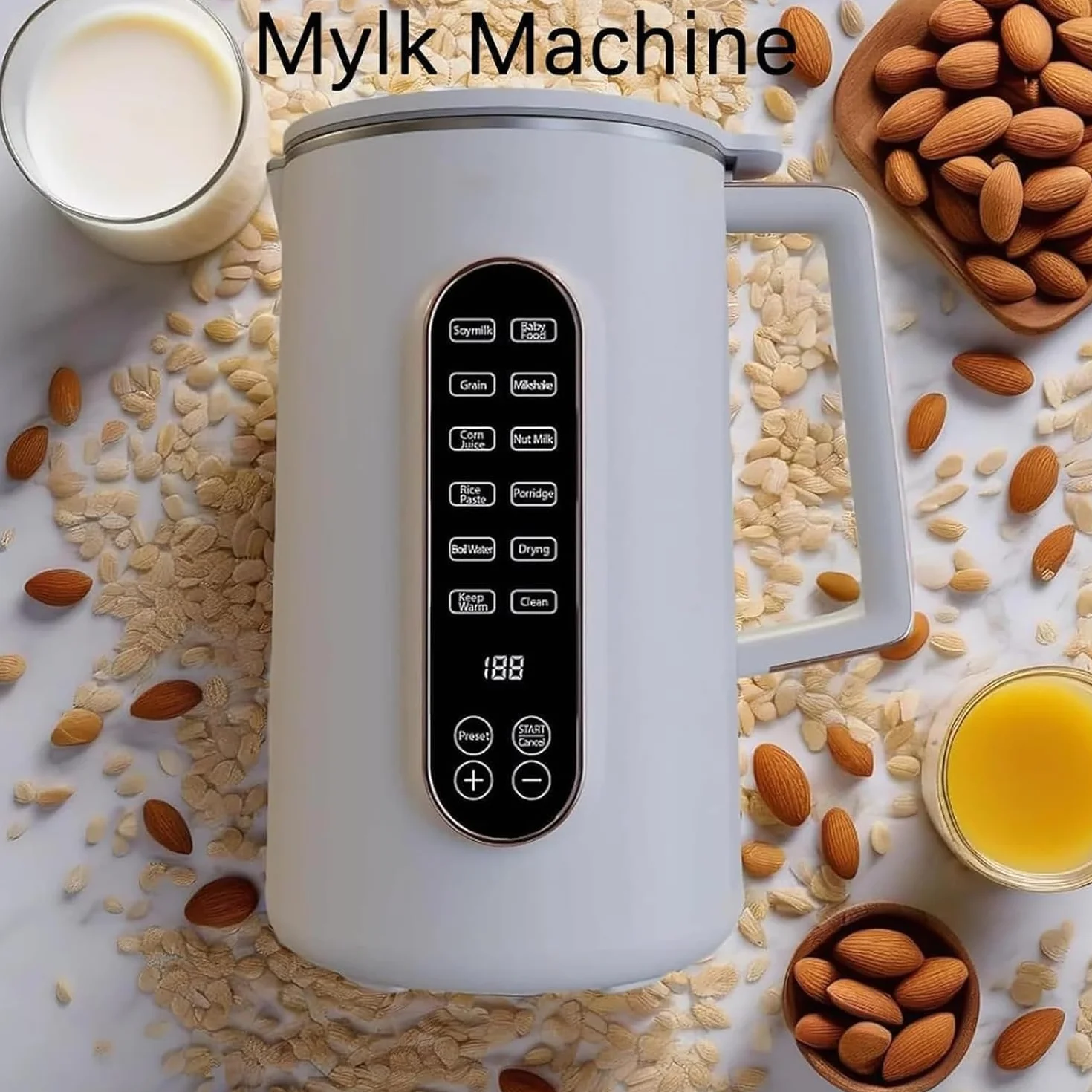 Maszyna Do Mleka Orzechowego, Automatyczna Maszyna Do Mleka Sojowego O Pojemności 1,2 L, Blender O 12 Funkcjach, Ostrze Ze Stali Nierdzewnej 304 Z Dziesięcioma Ostrzami