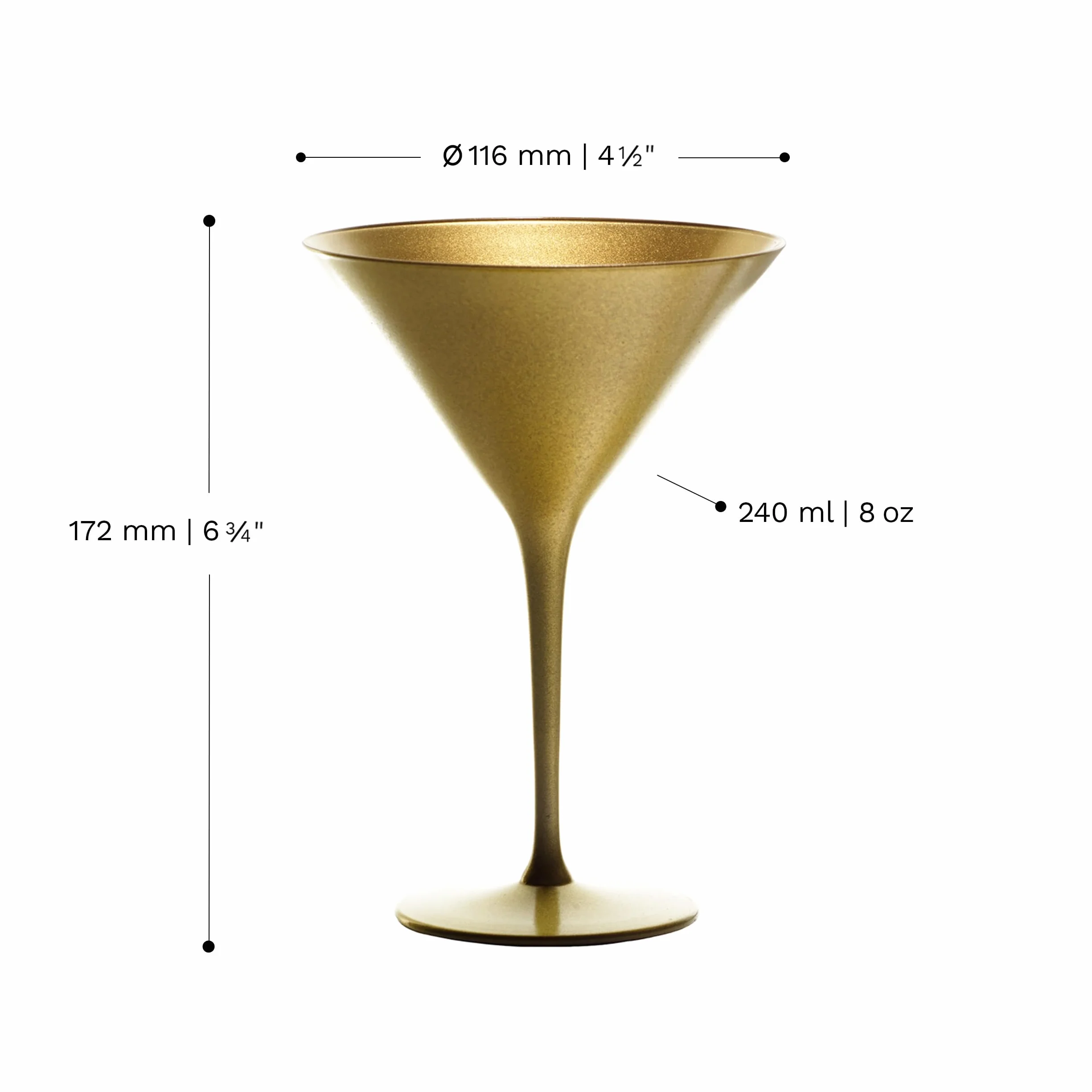 Stölzle Lausitz Kieliszki do Koktajli Elements Złote 6 Sztuk 240 ml – Eleganckie Kieliszki Idealne do Martini & Manhattan – Złote Kieliszki Martini z Kryształu – Można Myć w Zmywarce