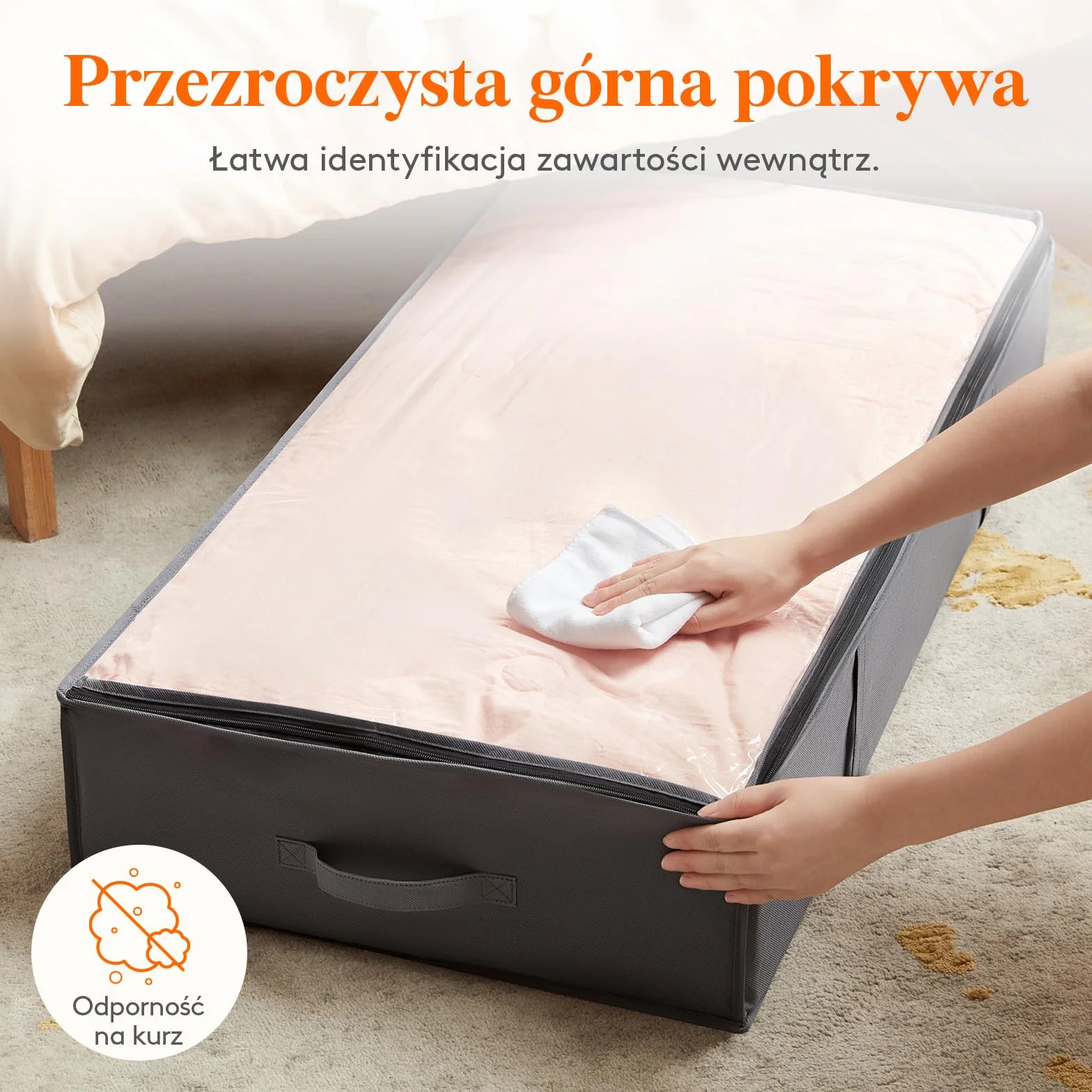 Lifewit Pojemniki Do Przechowywania Pod Łóżko 2 sztuki, Duża Pojemność Torby Do Przechowywania Koców Ze Wzmocnionym Uchwytem, Kołdry, Prześcieradła, Ubrania, Sypialnia, Szafa, Szary
