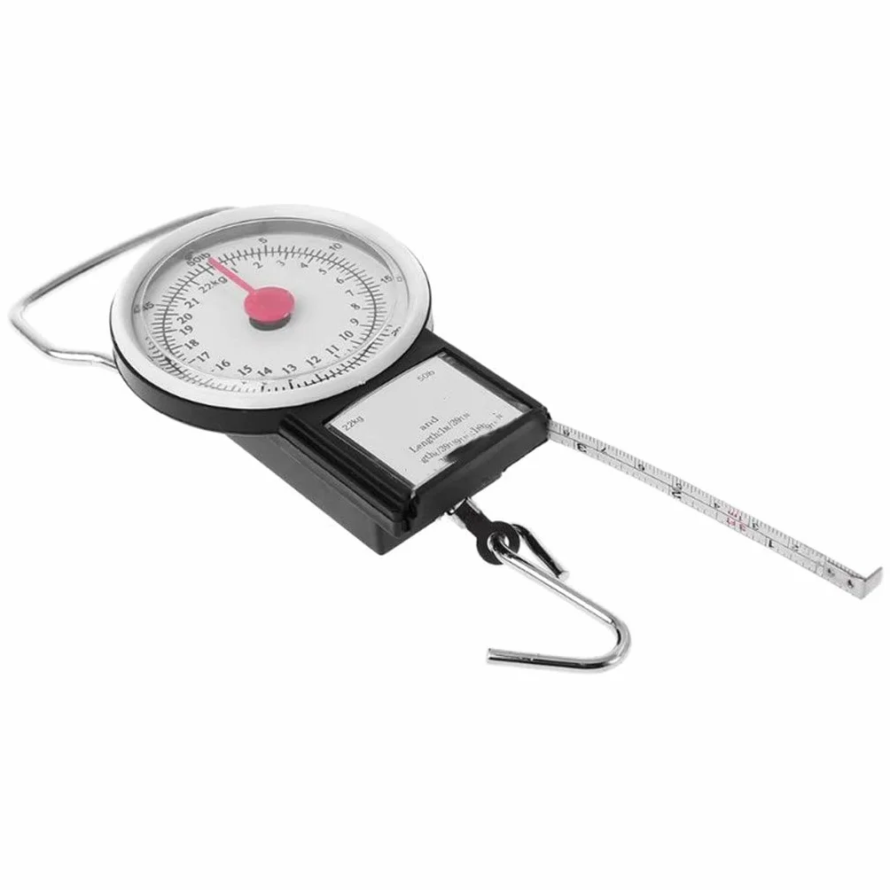 JFDBGU 22kg/50lb Portable Hanging Scale Balance Fish Hook Weighing Kitchen Measuring Tape Fishing Scales