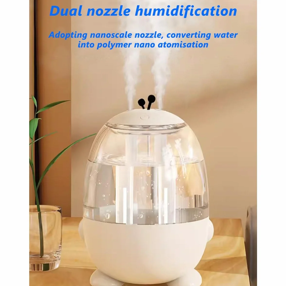 Nawilżacz powietrza do sypialni – ultradźwiękowy mini nawilżacz powietrza USB 3 l z miękką lampką nocną, regulowany tryb mgły, automatyczne wyłączanie 10 godzin, idealny do użytku na biurku