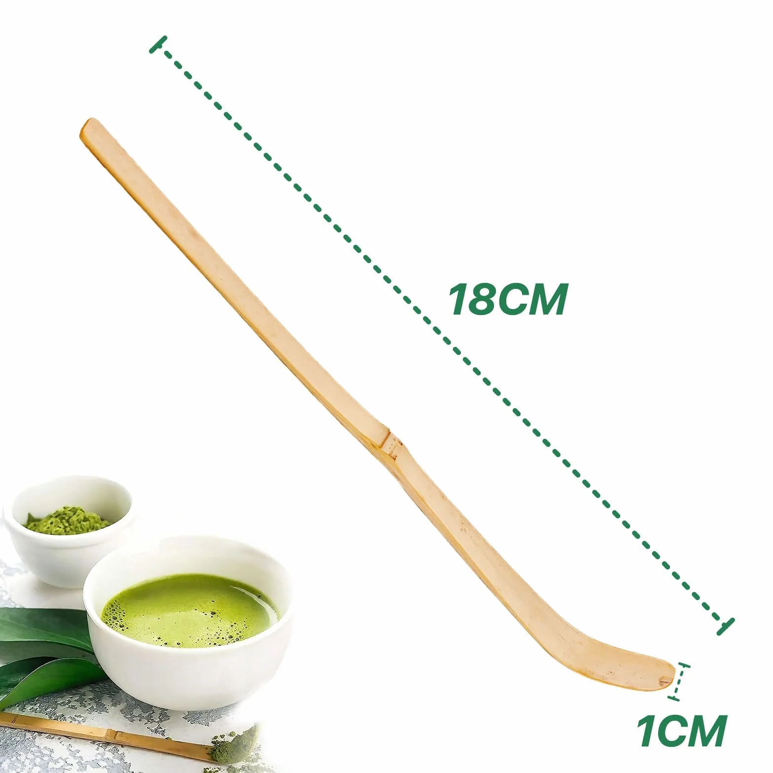 łyżki bambusowe do matcha, 2 SZT. Japońskie Chashaku 18 cm zielona łyżka do herbaty na ceremonię herbaty, łyżki do matcha, bambusowa łyżka do kawy i herbaty oraz espresso - akcesoria do