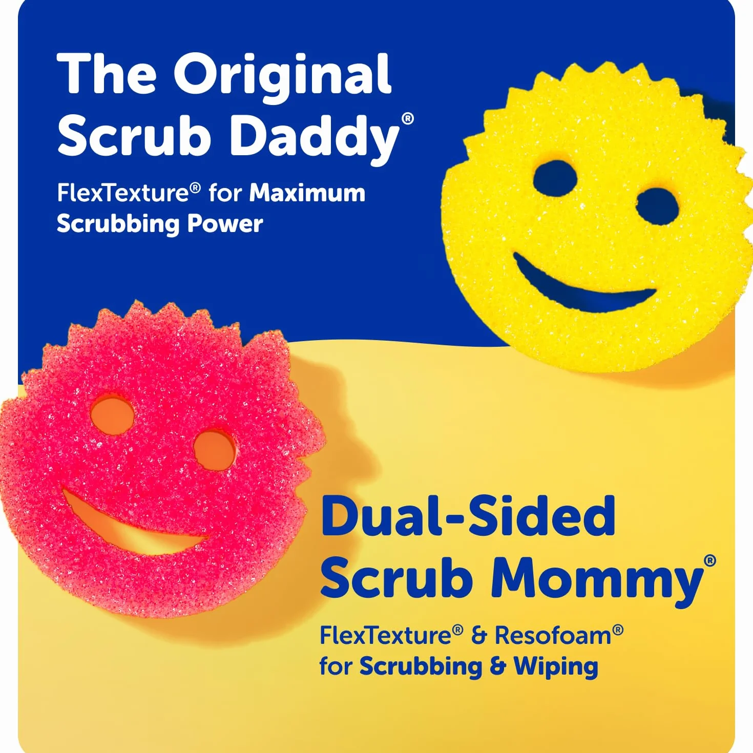 Scrub Daddy Gąbki Scrub Mommy gąbka do szorowania naczyń + gąbki do czyszczenia kuchni, łazienki i wielu powierzchni – dwustronne, dostępne wyłącznie online (3 szt.)