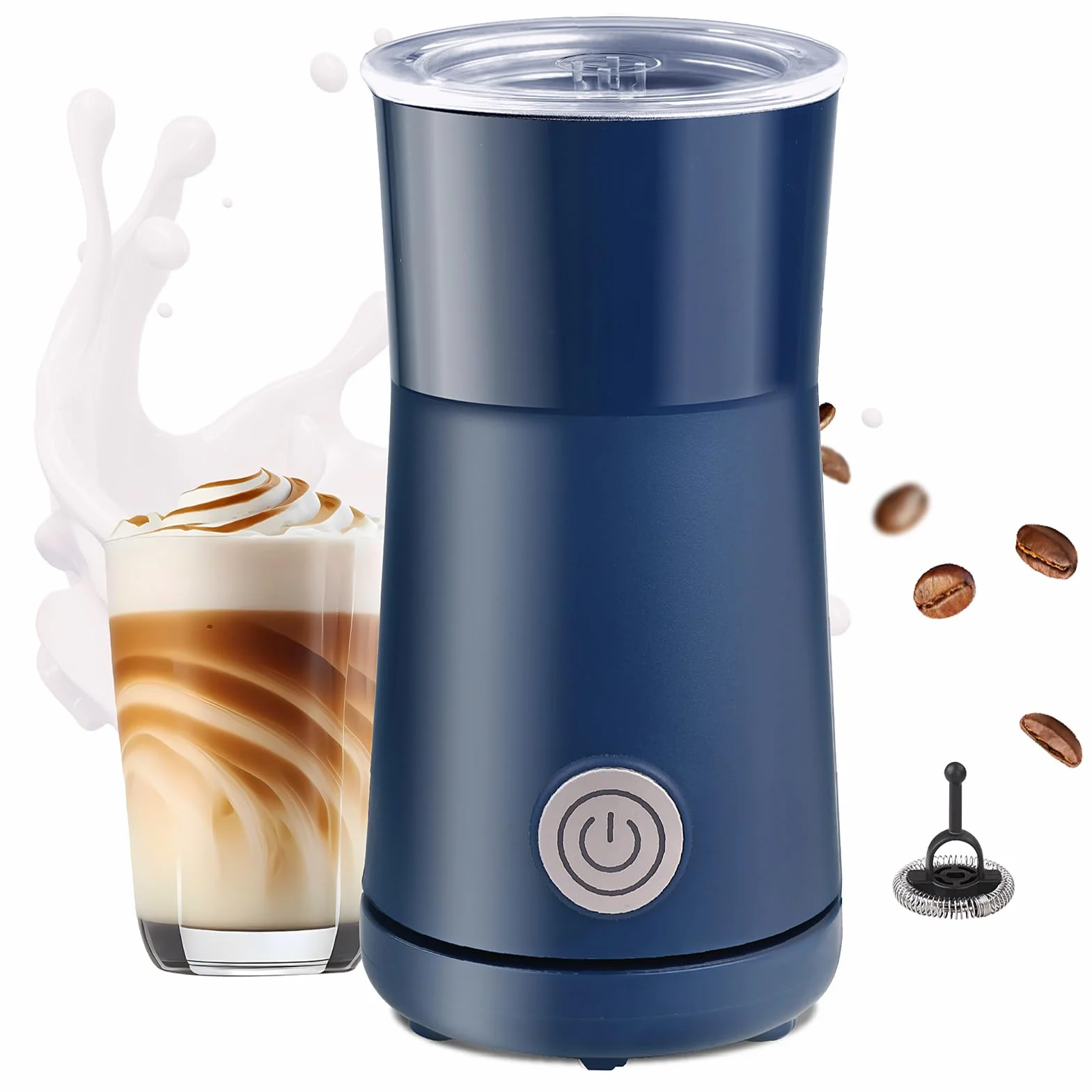 Prosty spieniacz do mleka 2 w 1 i elektryczny spieniacz, podgrzewacz do mleka i maszyna do spieniania gorącego mleka na koniec, macchiato, cappuccino