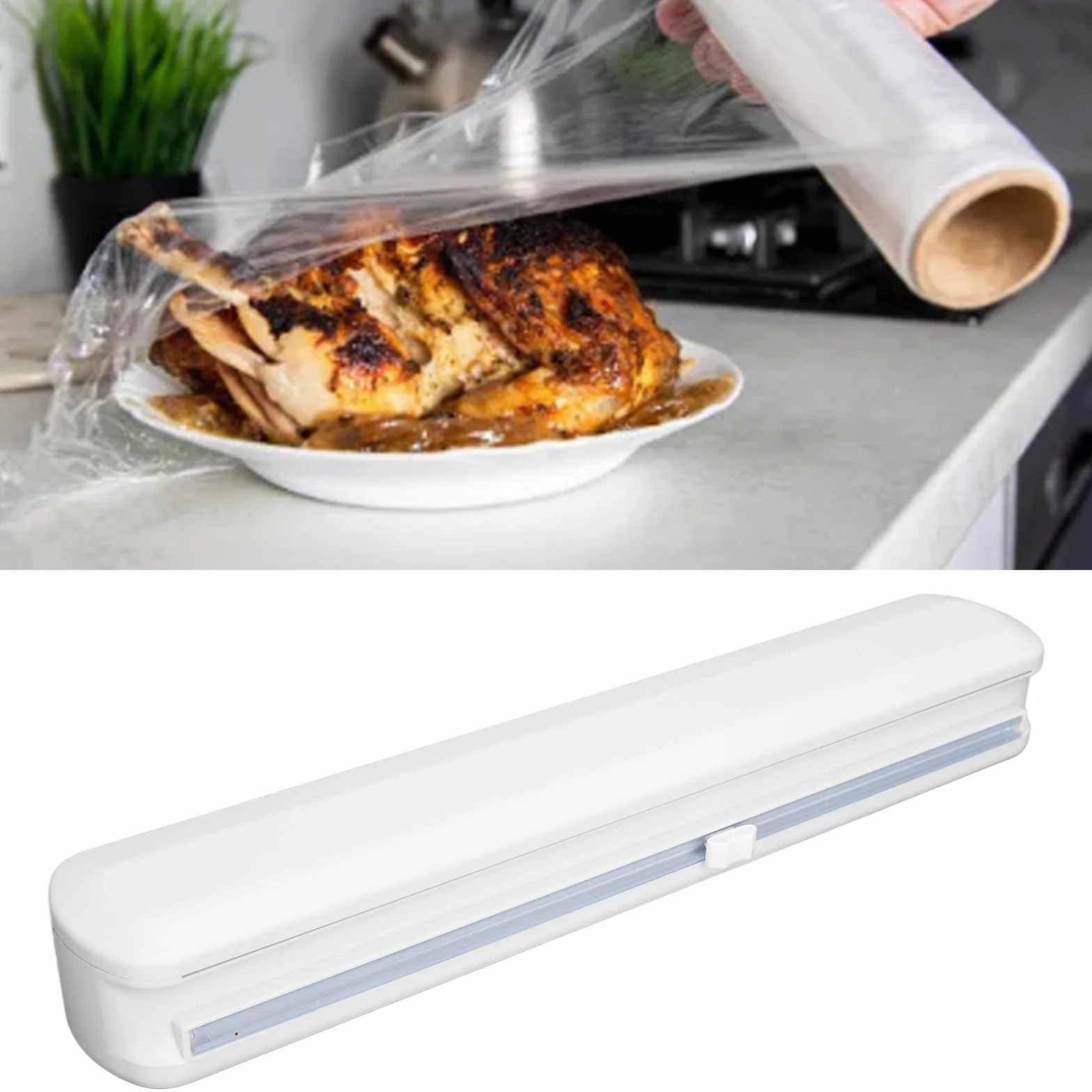 Dozownik Folii Spożywczej, Kompaktowy Dozownik Folii z Tworzywa ABS do Restauracji (S 20 cm / 7,9 cala)