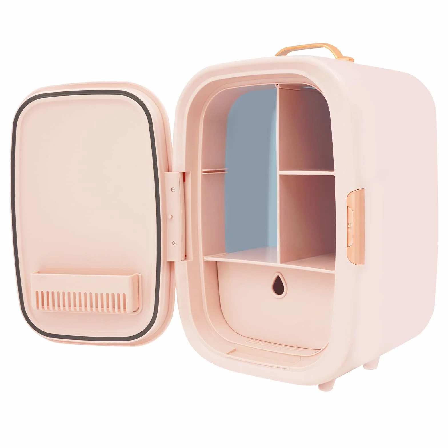 Mini lodówka kosmetyczna, mini lodówka z 3-stopniowym lustrem LED, mała lodówka Skincare z funkcją chłodzenia i ogrzewania, do sypialni, biura i samochodu (różowa)