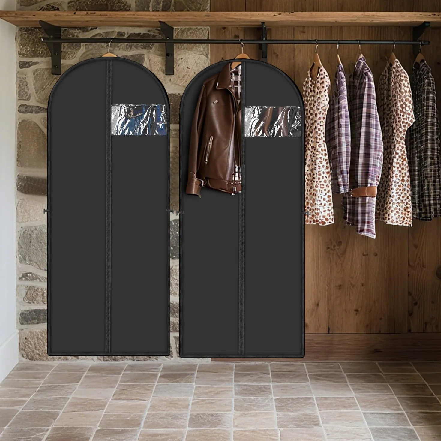 2 x torba na suknię ślubną, 180 x 60 cm, odporne na kurz, pokrowce na ubrania, długie torby na sukienki, z uchwytem, wodoodporne pokrowce na garnitury