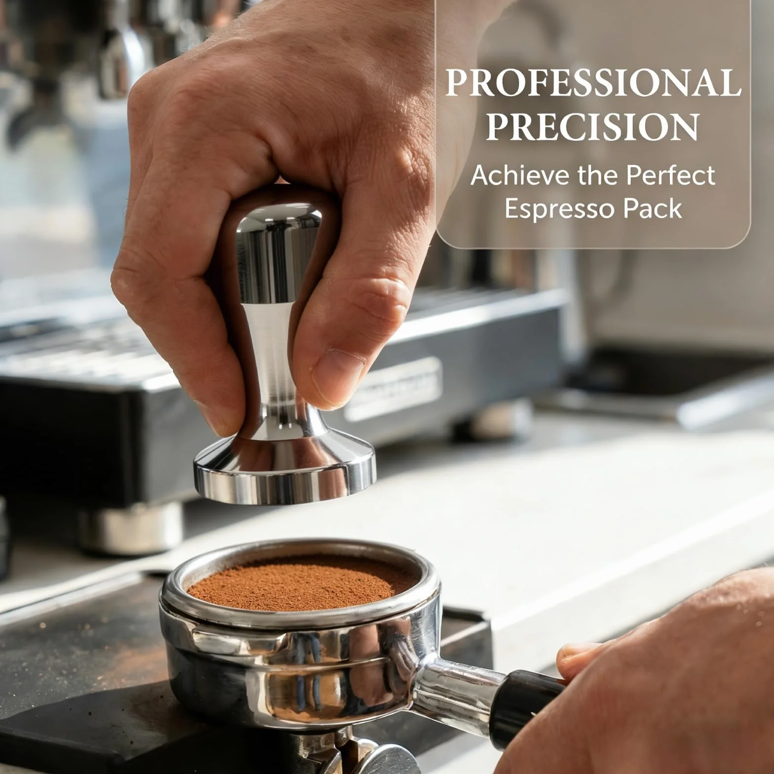 Tamper do espresso 51 mm, ubijak do kawy, ubijak do kawy z drewnianym uchwytem i silikonową matą, ubijak do kawy, silikonowy ubijak do espresso, ubijak do kawy ze stali nierdzewnej