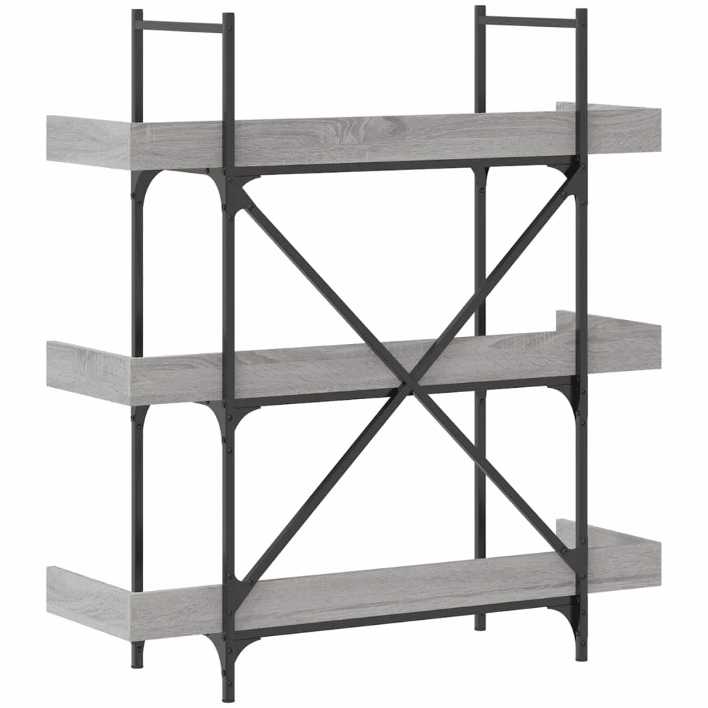 Sonoma Grey 3-poziomowa okładka książkowa, 100 x 33 x 108,5 cm, drewniana konstrukcja, przemysłowa metalowa ramka, regulowana stopa, do salonu, biura