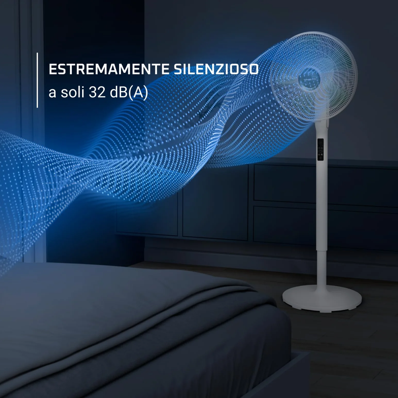 Rowenta Turbo Silence Extreme +, wentylator stojący, 16 prędkości, 3 tryby automatyczne, cichy wentylator z technologią Effitech, oscylacja 120 stopni, regulowana wysokość, VU5890