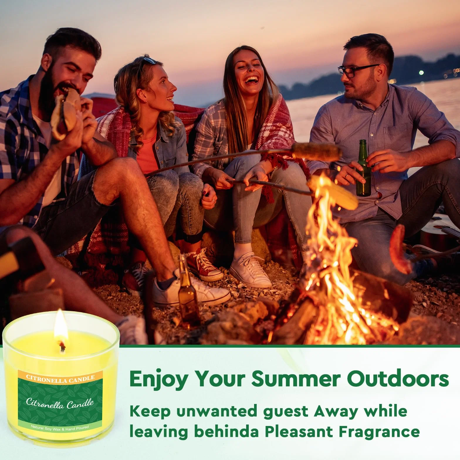 Citronella świeczki typu tealight Citronella do użytku na zewnątrz – duże podgrzewacze 10 godzin, trwały zestaw 12 świec, naturalny wosk sojowy, świece na prezent dla kobiet, sąsiadów, przyjaciół