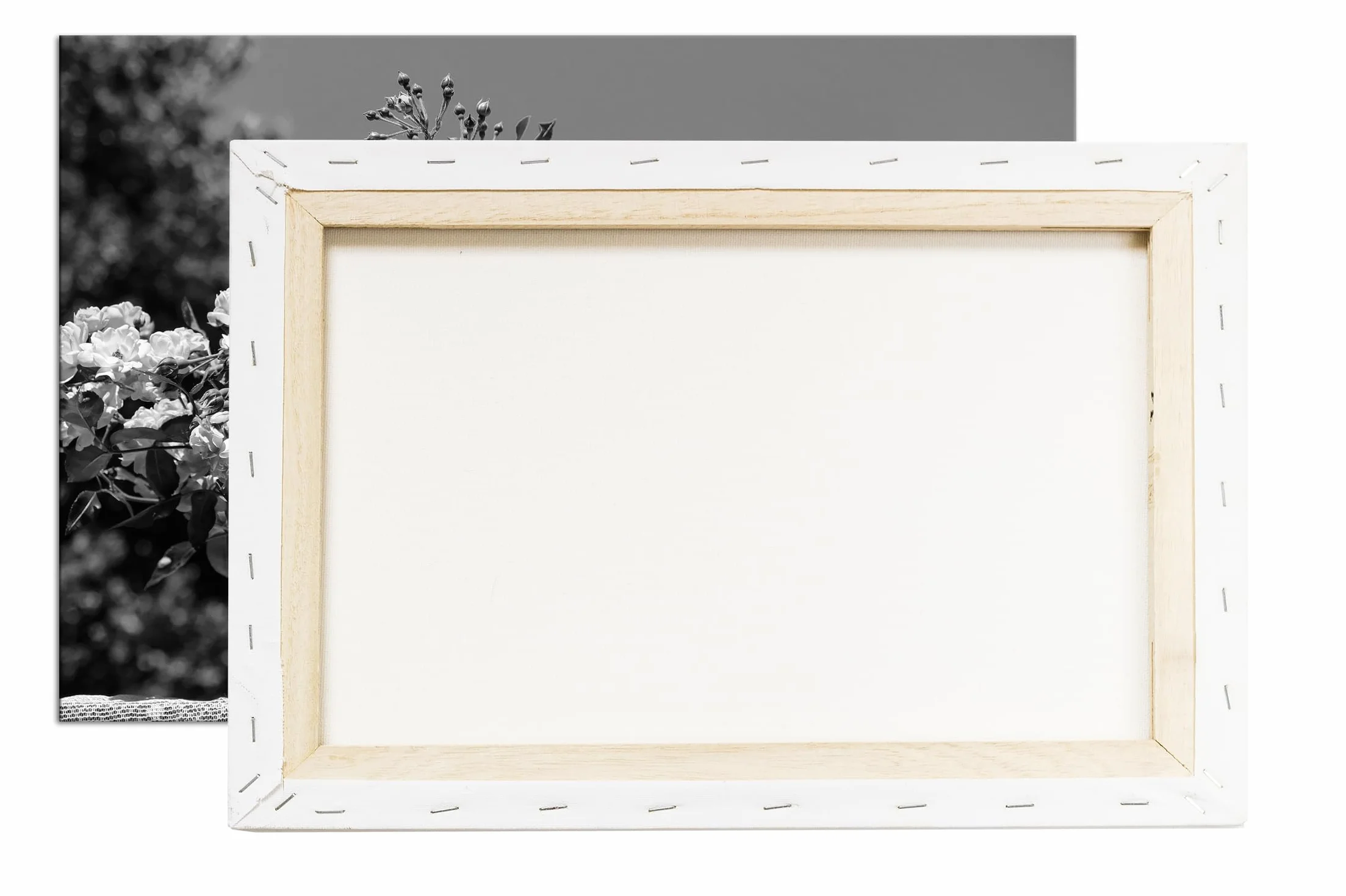 deyoli Przepiękny kosz na róże format: 90 x 60 cm efekt: czarno-biały jako obraz na płótnie, motyw oprawiony na ramie z prawdziwego drewna, wysokiej jakości druk cyfrowy z ramą