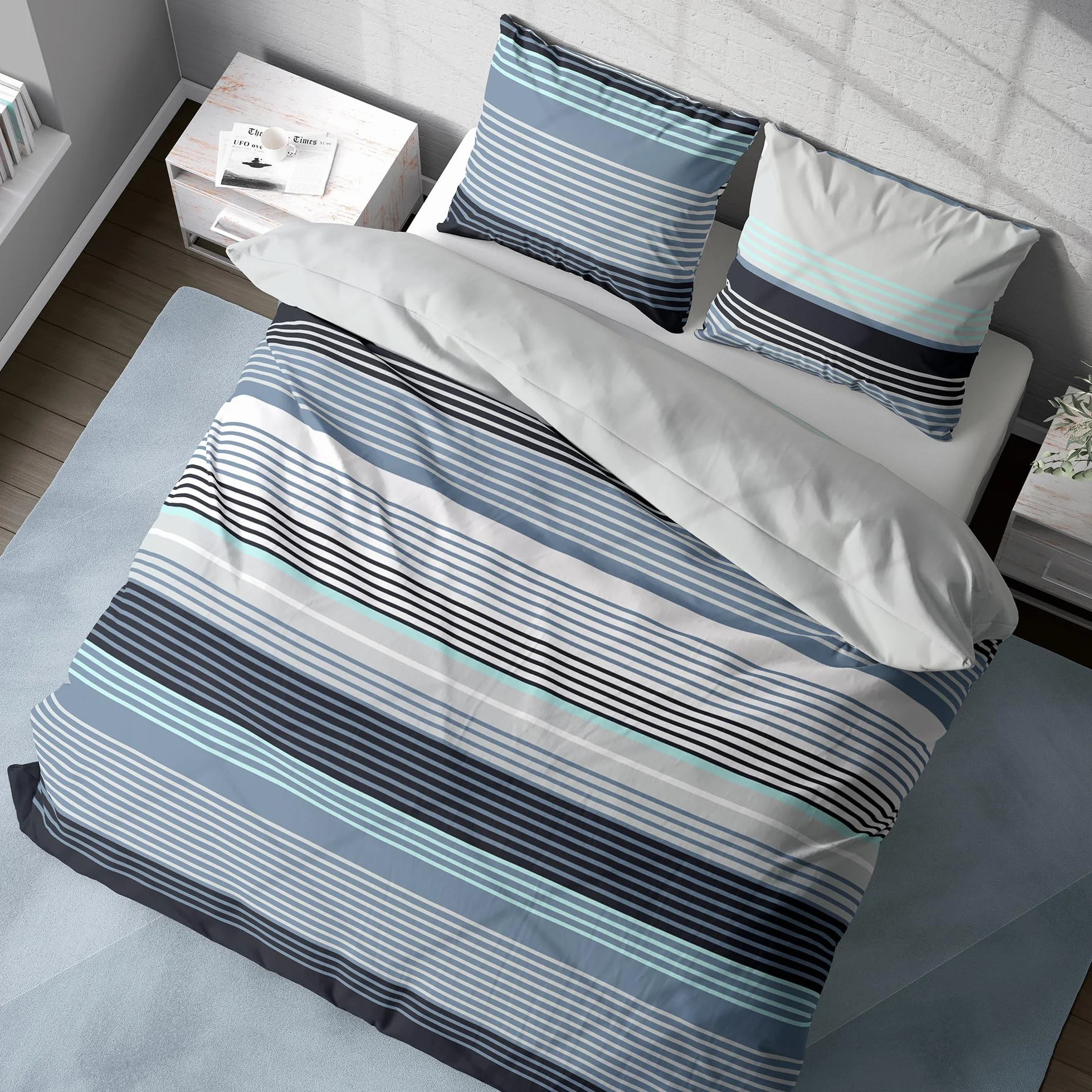 Pościel premium 200 x 200 – 100% bawełna, certyfikat Öko-Tex, Renforcé oddychająca, antyalergiczna, z zamkiem błyskawicznym, 3-częściowa poszwa na kołdrę + 2 x poszewka na poduszkę 80 x 80 cm