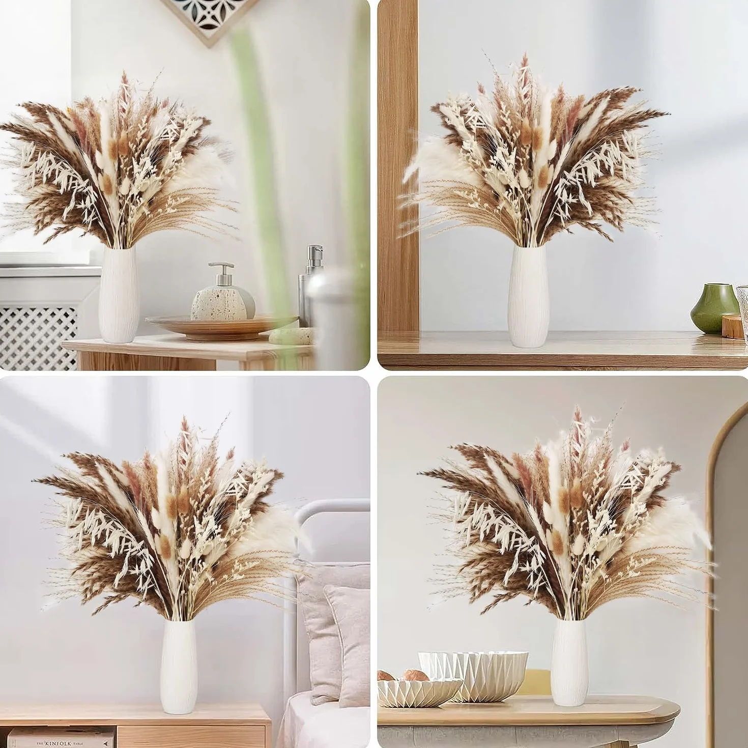 Suszona trawa pampasowa, naturalne suszone kwiaty, dekoracja DIY, wazon na trawę pampasową, suszony bukiet, idealny do boho, salonu, sypialni, wazonów, dekoracja (65 sztuk)