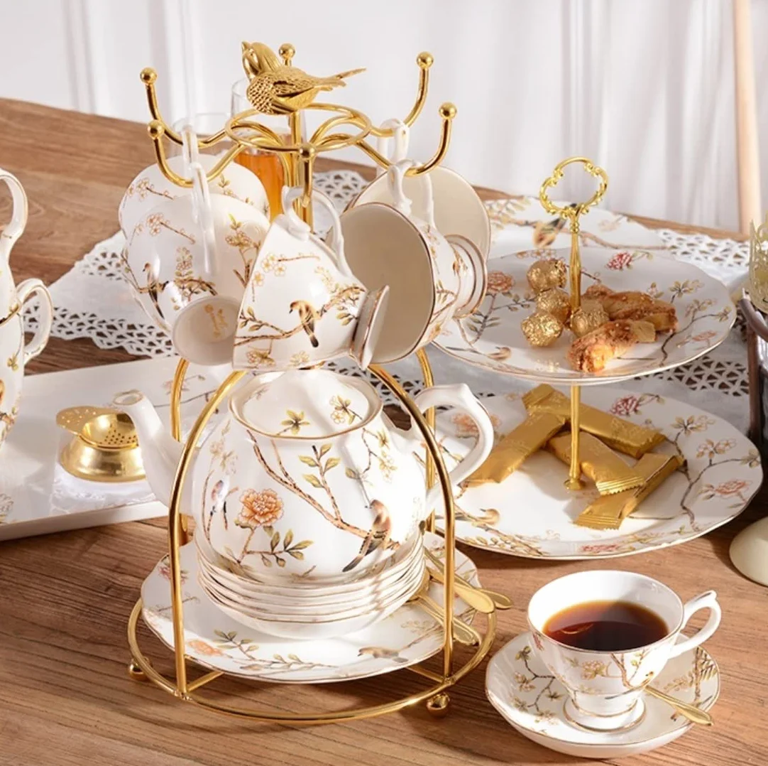 Serwis Do Kawy Na Przyjęcie 20 Sztuka Ceramika Z Żelaznym Uchwytem Na Kubek 6 Filiżanek I Spodków Łyżki Popołudniowa Herbata Drinkware Zestaw Do Kawy Serwis Herbaty Popołudniowa